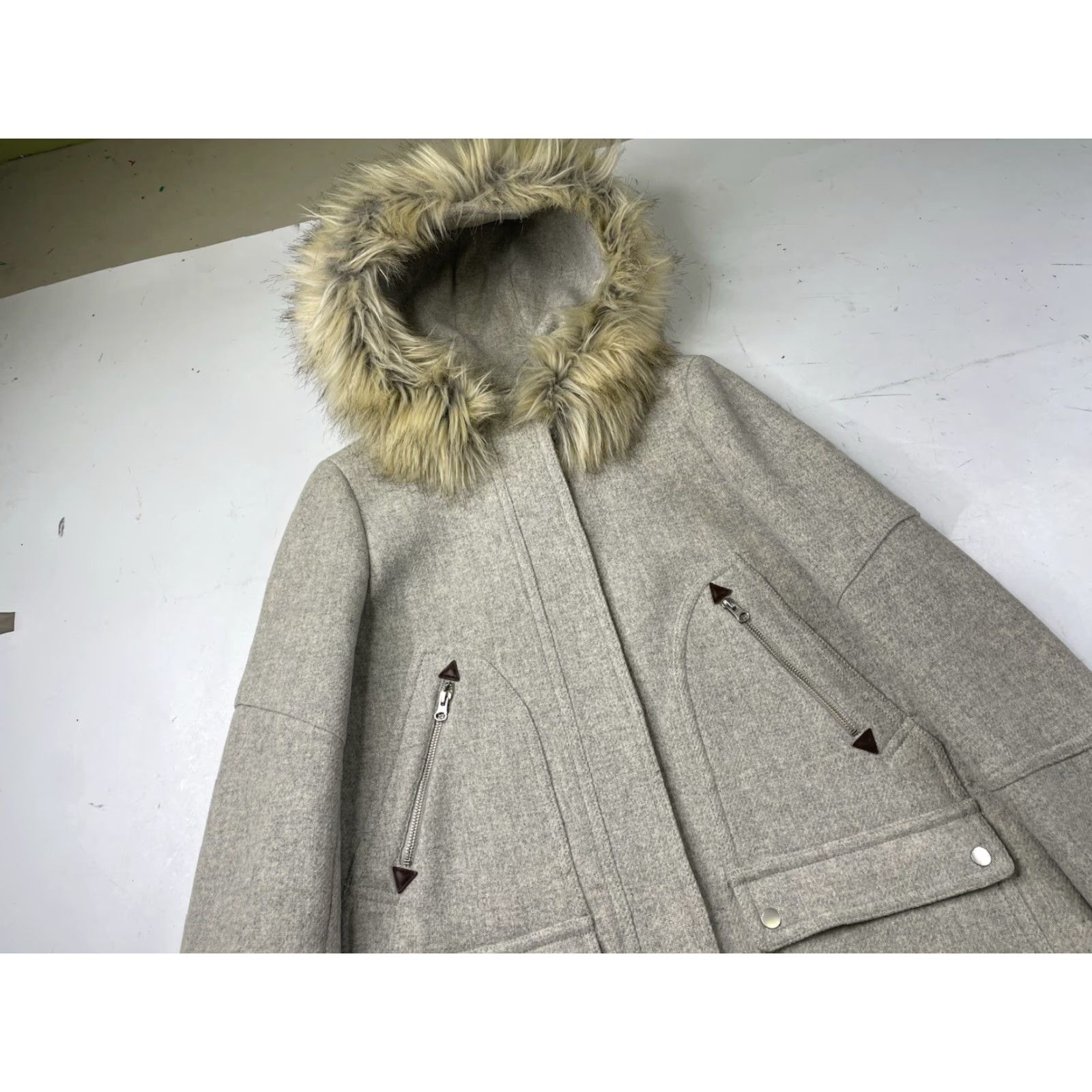 J.Crew J. Crew Chateau Parka Coat Wool Fur Hood Gray 12 Women Regular Mid-Length Zip Ski Retro Classic Preppy Parka Jacket/Coat Size XL / US 12-14 / IT 48-50 - 2 Thumbnail