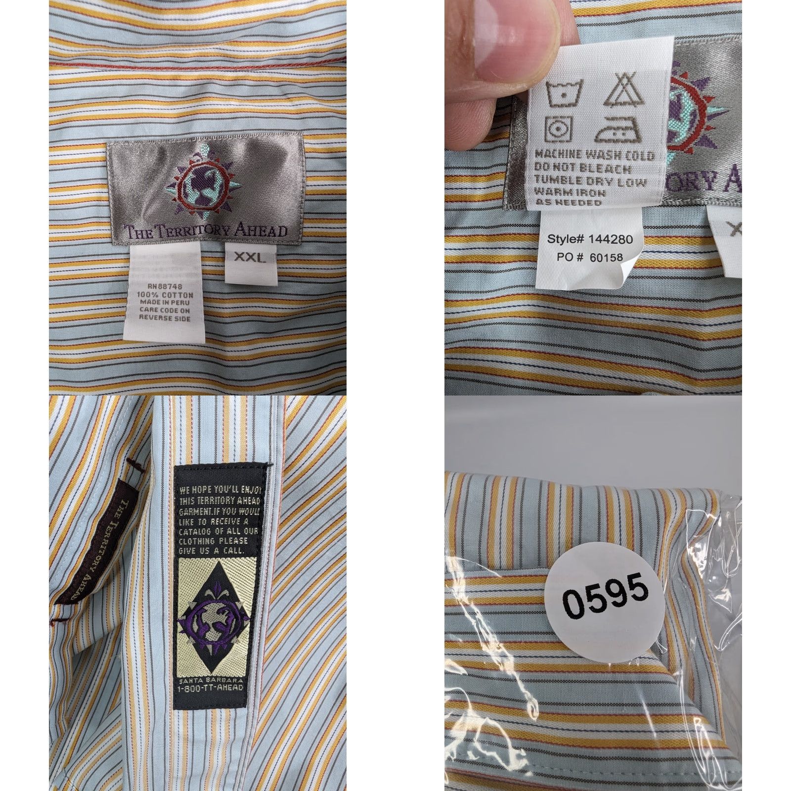 The Territory Ahead Territory Ahead Striped Long Sleeve Button Down Shirt Men 2XL Cotton Multicolor Size US XXL / EU 58 / 5 - 8 Thumbnail