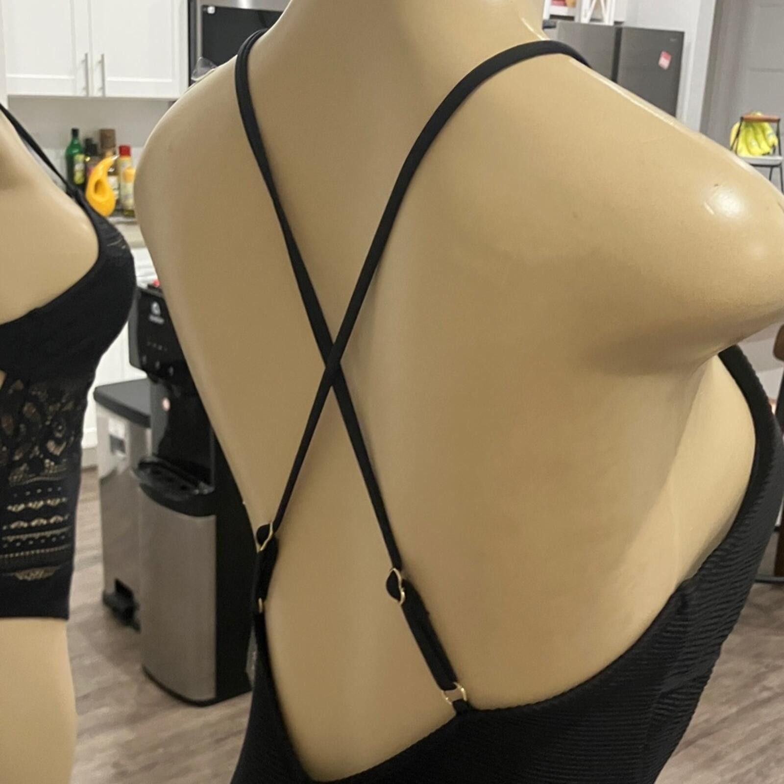 Bar III NWT Bar III Black One-Piece Cutout Swimsuit with Front Knot Size ONE SIZE - 7 Thumbnail