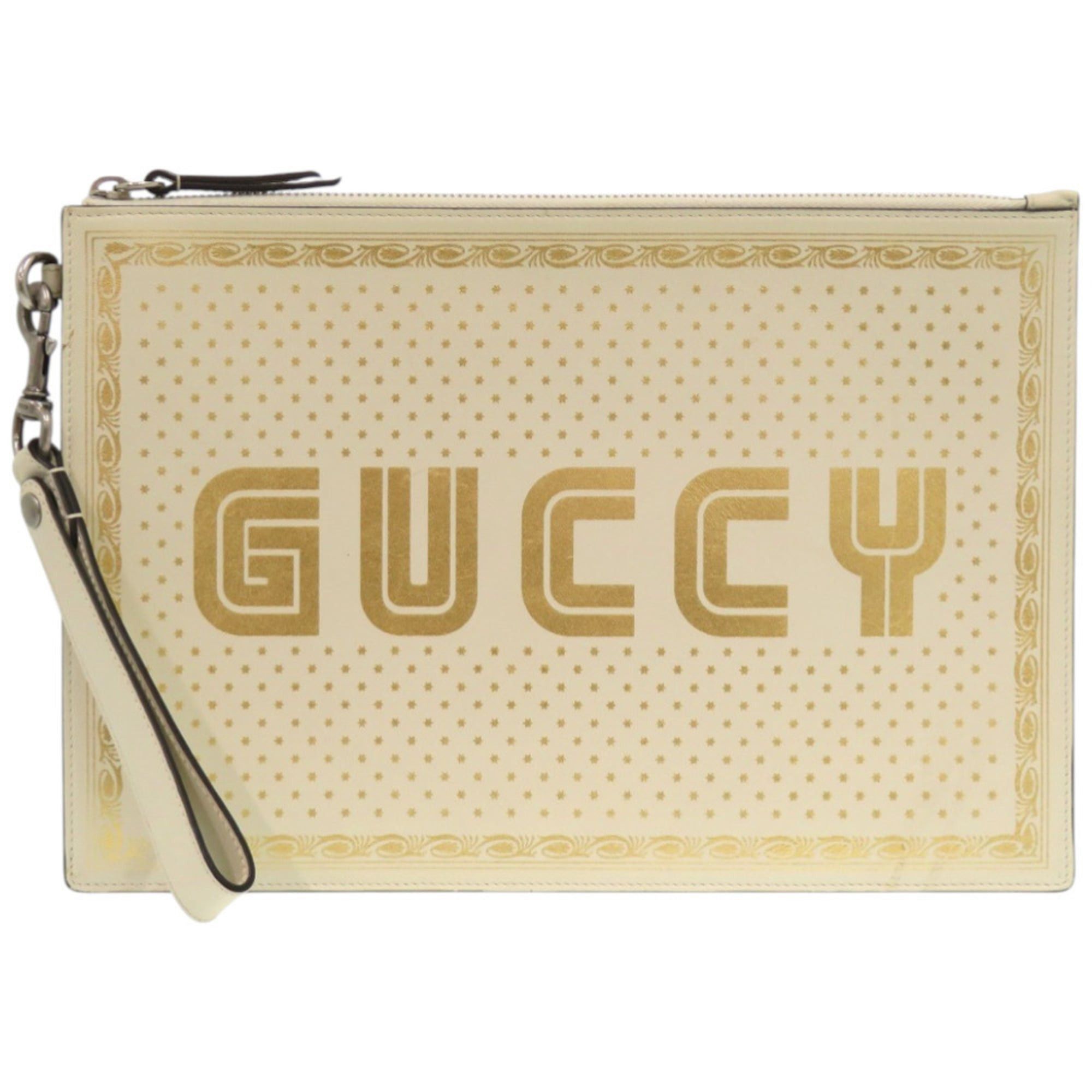 Gucci Excellent condition Gucci x SEGA GUCCY print clutch bag 510489, ivory and white leather, model 0913 Size ONE SIZE - 1 Thumbnail
