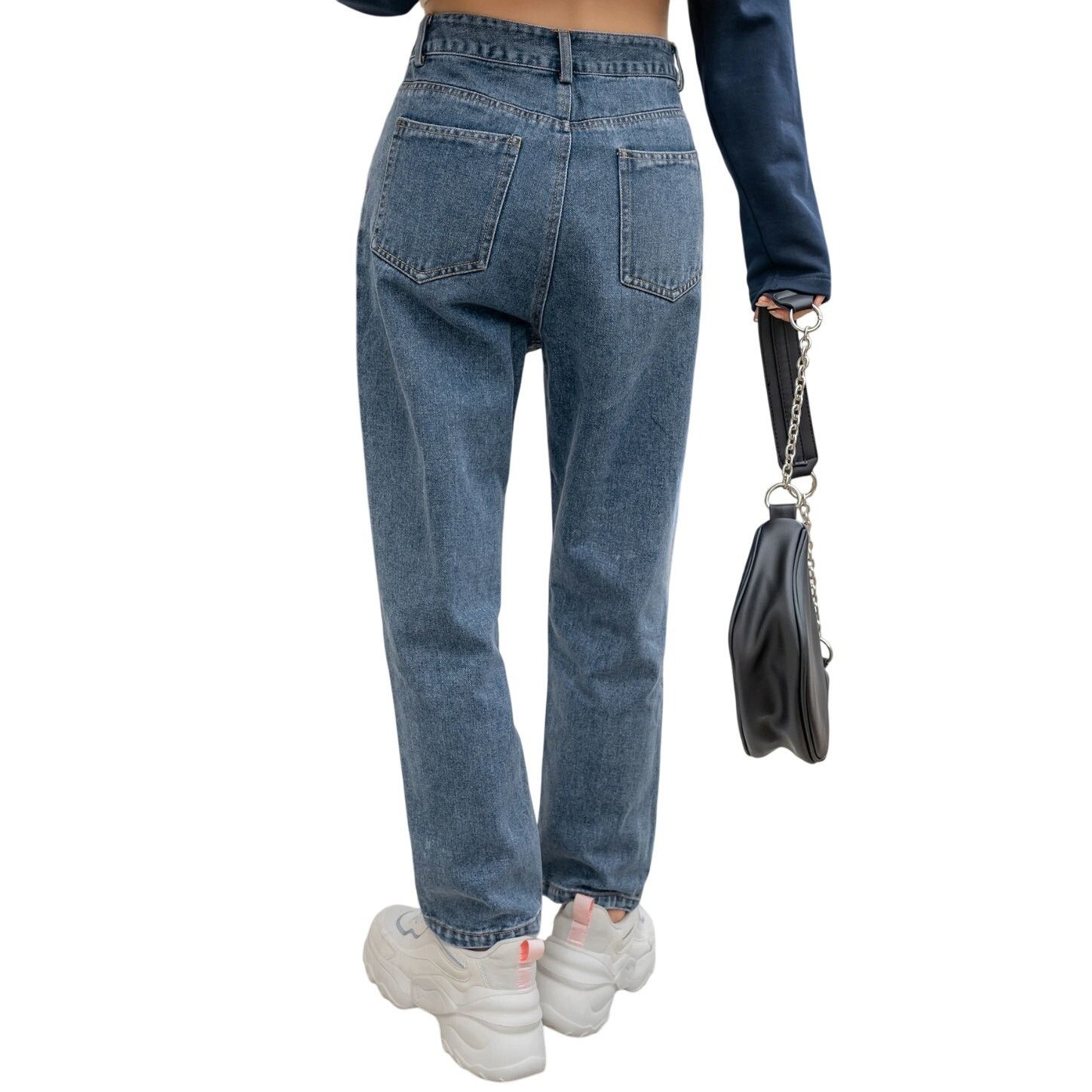 Shein Women's Straight Leg Jeans in Blue, Size L(4) Size 27" / US 4 / IT 40 - 2 Thumbnail