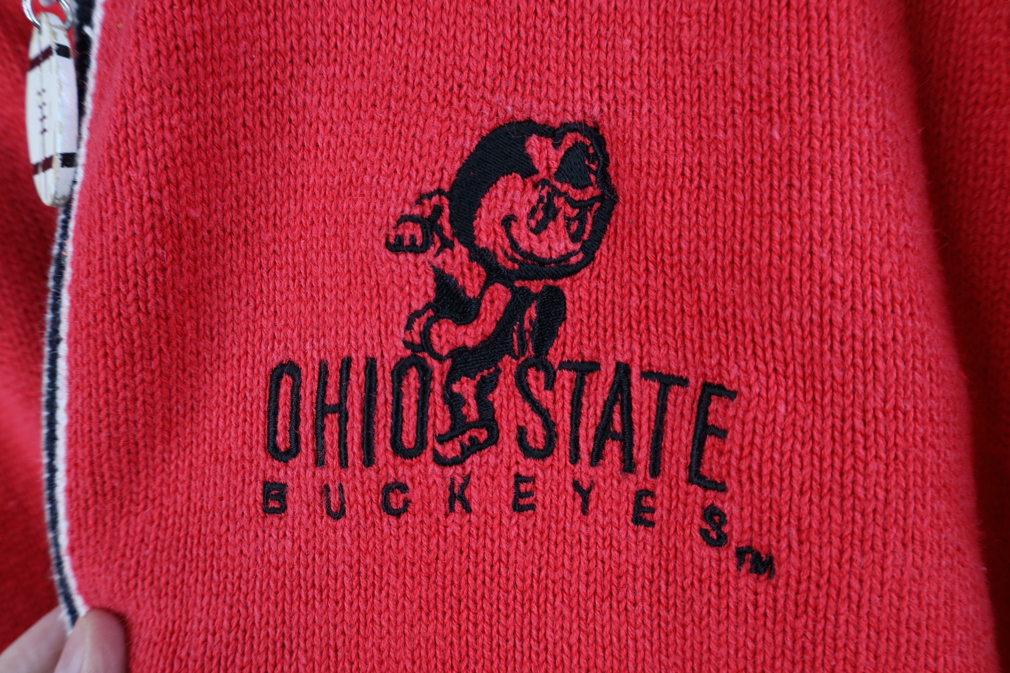 Vintage Vintage 90s Ohio State University Football Full Zip Sweater Size L / US 10 / IT 46 - 4 Thumbnail