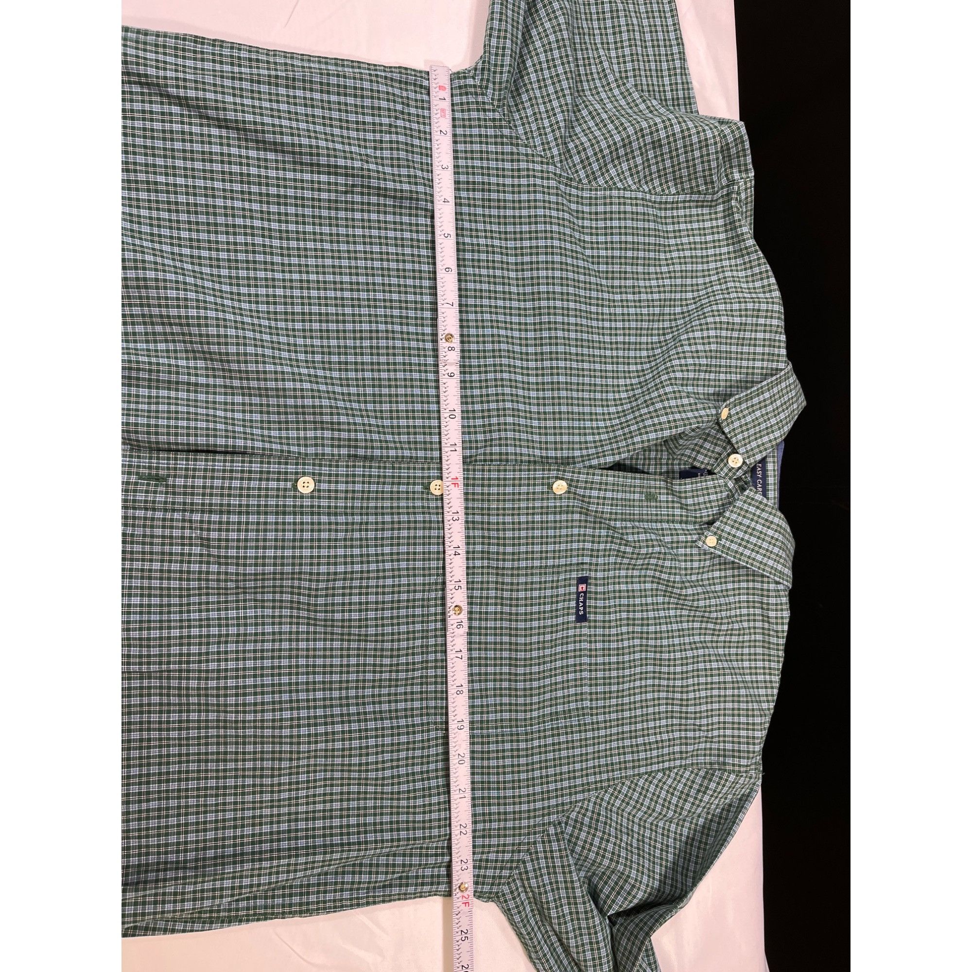Chaps Chaps SKU 7623 Mens Green and Blue Plaid Button Down Shirt S Size US XL / EU 56 / 4 - 3 Thumbnail