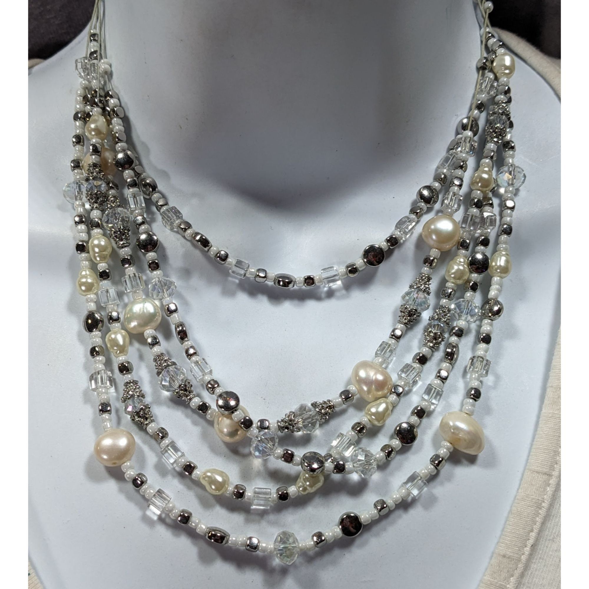 Other Premier Designs Elegant Pearl And Glass Beaded Multilayer Ne Size ONE SIZE - 1 Thumbnail