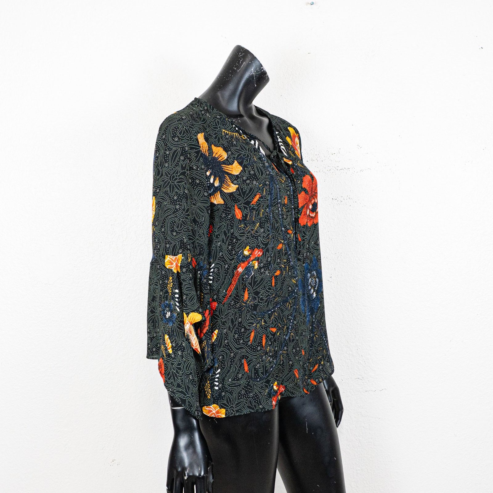 KOBI HALPERIN Kobi Halperin Rubie Floral Silk Blouse Boho bell sleeve Size S / US 4 / IT 40 - 4 Thumbnail