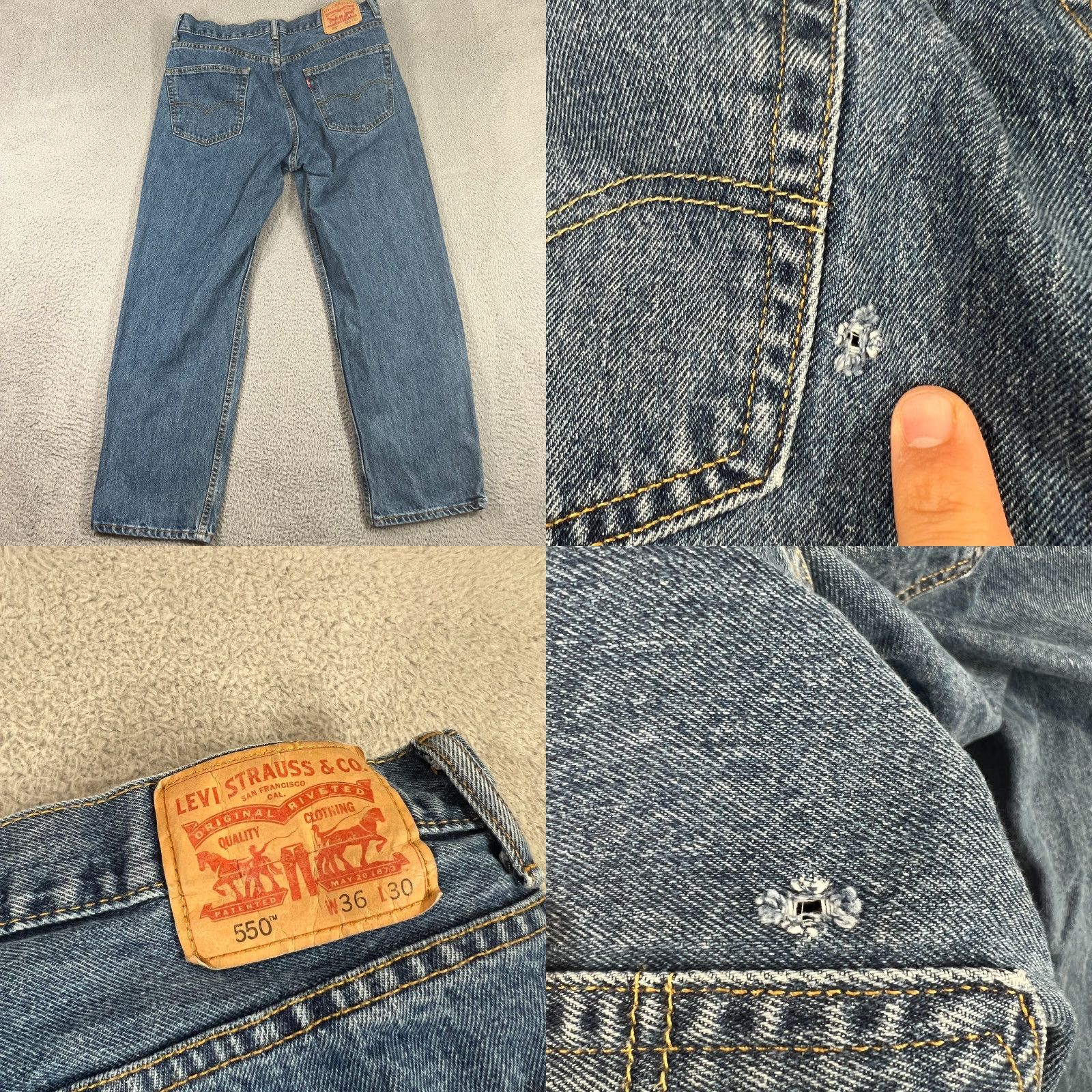 Levi's VINTAGE Levi's Jeans Men's 34 Relaxed Straight Distressed Blue 550 Y2K Grunge USA 5-Pocket Denim Pants Size US 34 / EU 50 - 8 Thumbnail