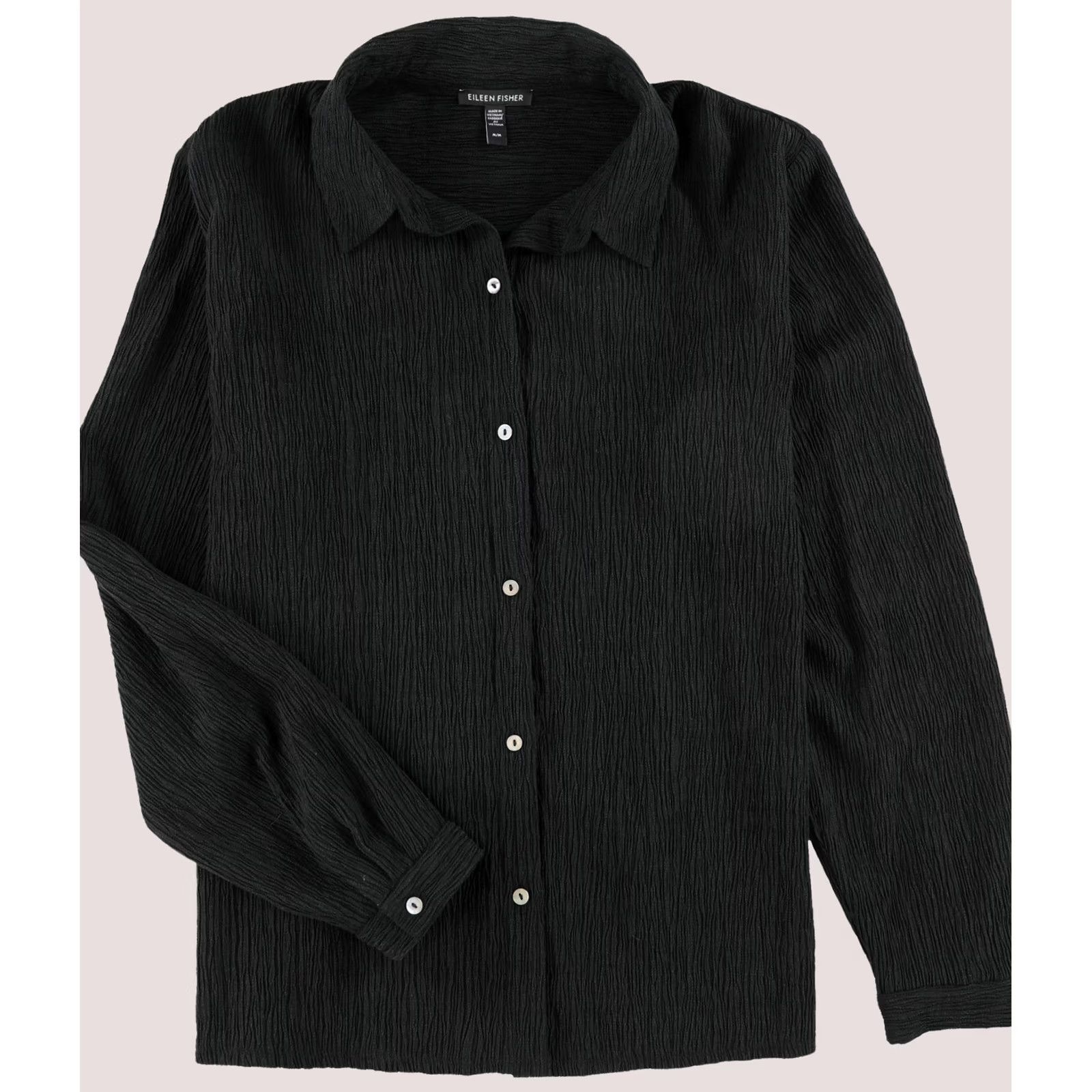 Eileen Fisher Eileen Fisher Womens Crinkled Solid Button Up Shirt, Black, Medium Size M / US 6-8 / IT 42-44 - 1 Thumbnail