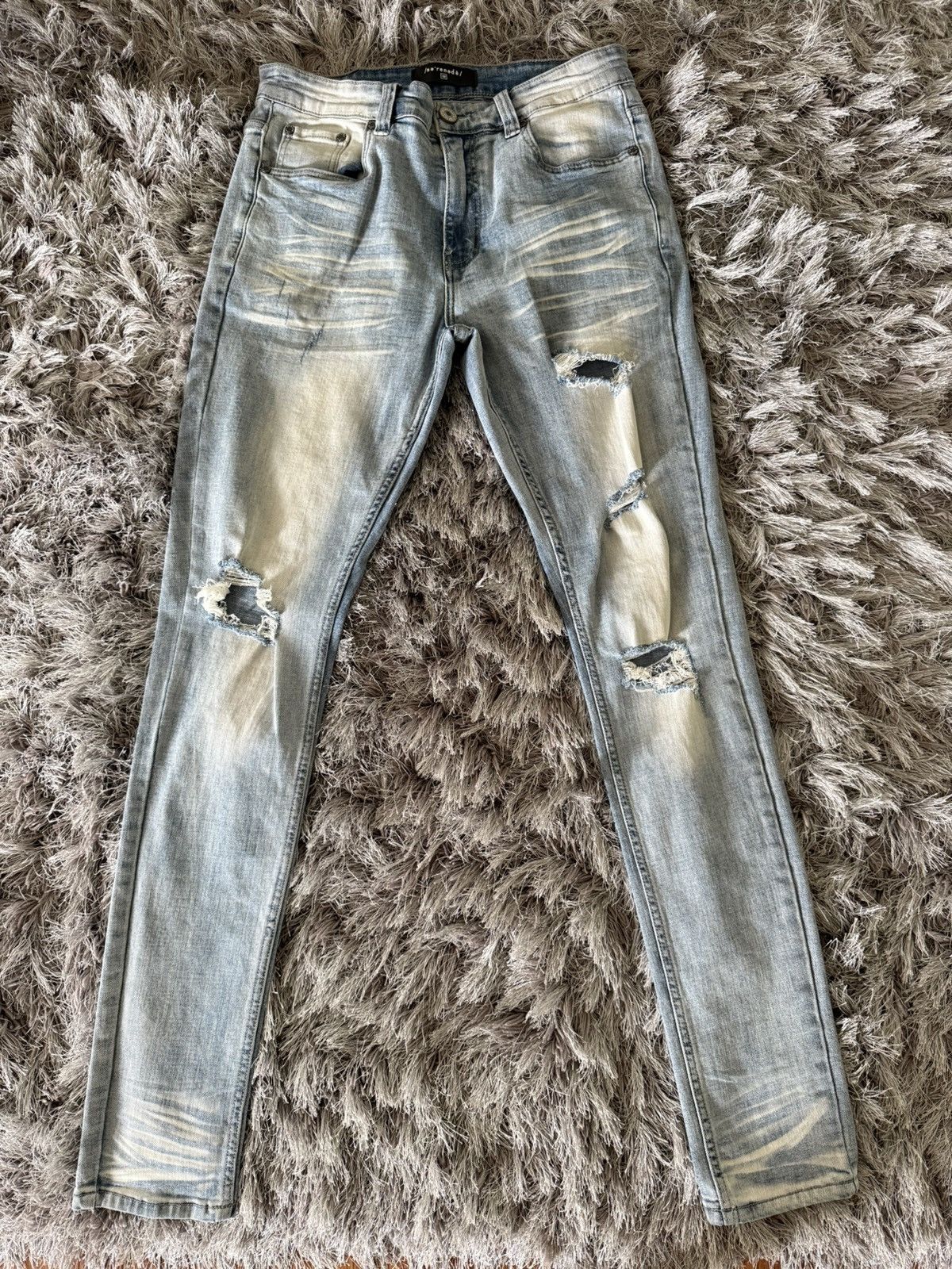 SERENEDE SERENEDE Men’s Distressed Light Wash Skinny Stretch Jeans Size US 32 / EU 48 - 1 Thumbnail