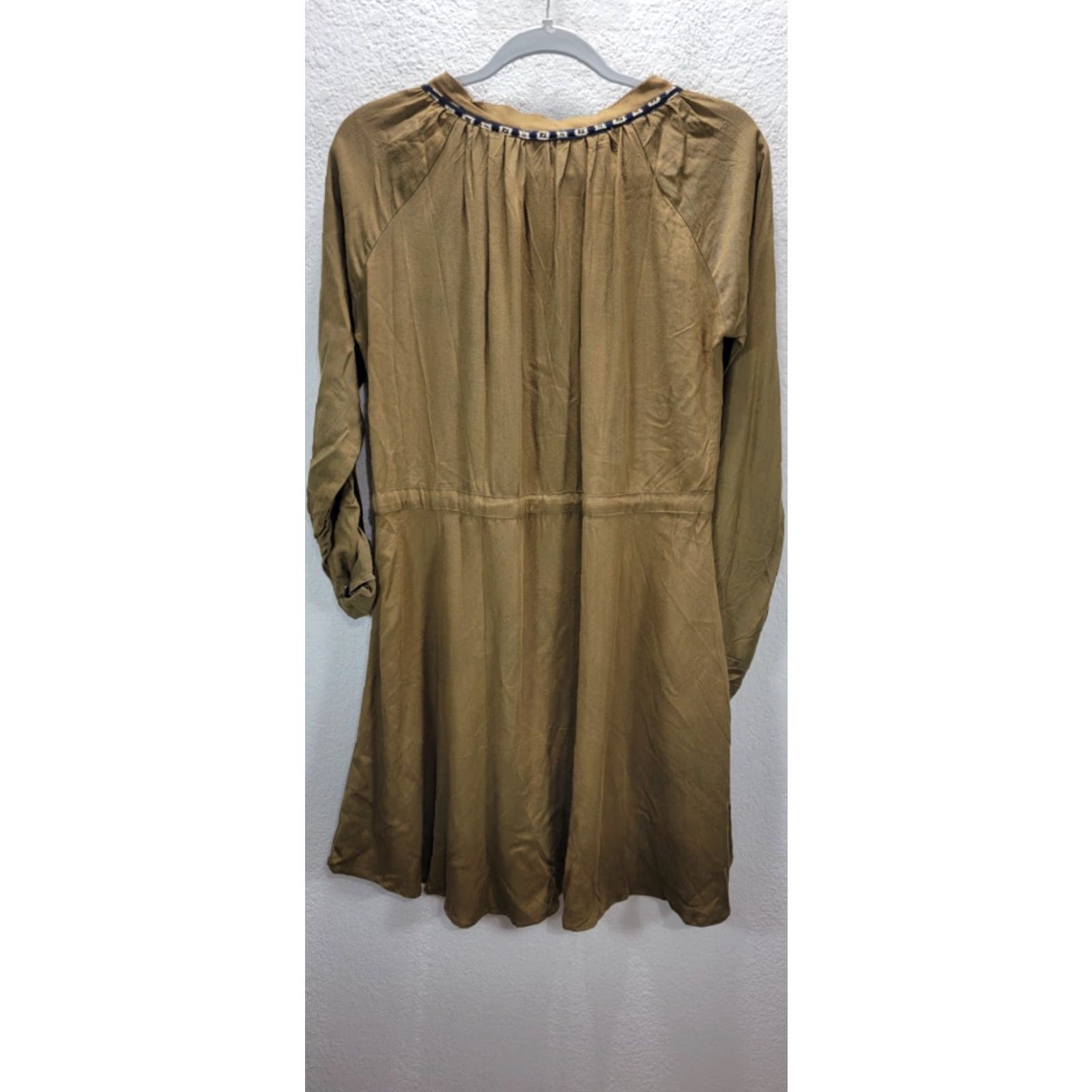 Anthropologie Mystree Anthropologie Shirt Dress XS/S Olive Green Brown Raw Hem Tie Waist Flowy New Size S / US 4 / IT 40 - 3 Thumbnail