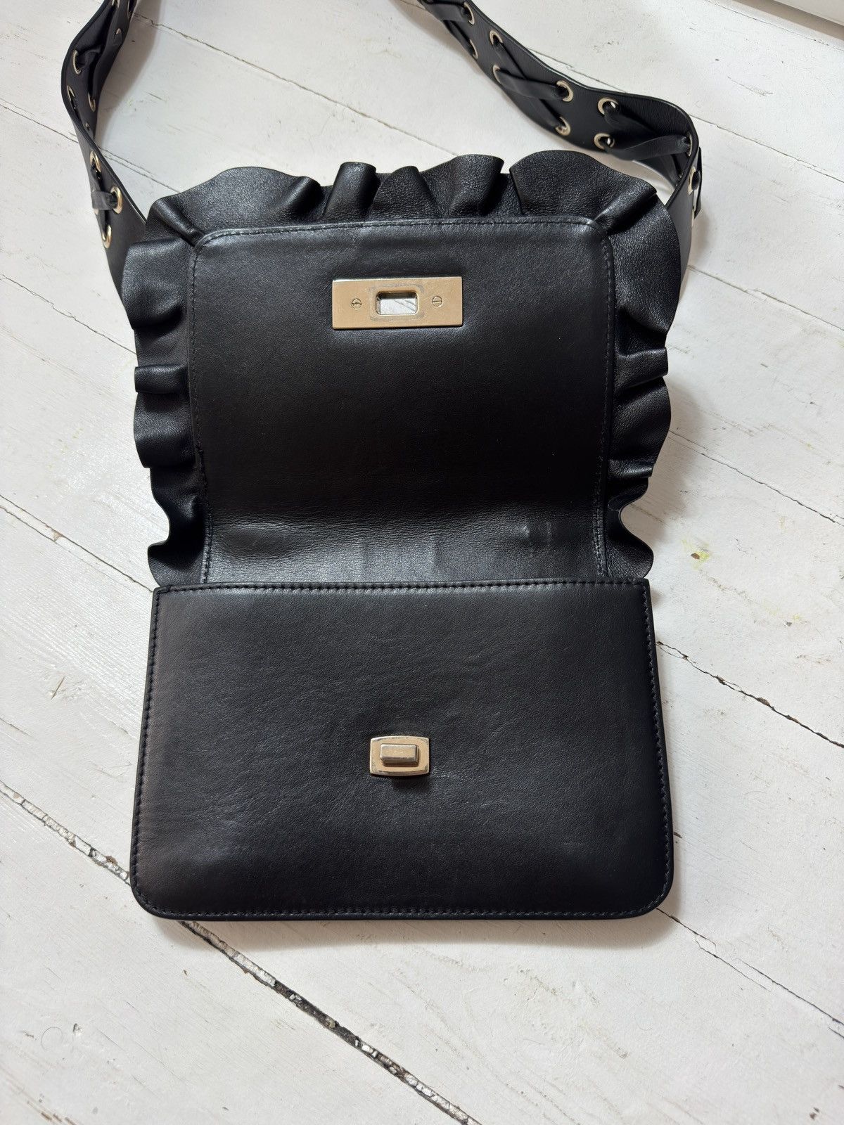 RED Valentino VINTAGE RED VALENTINO LEATHER 2000s RUFFLE HANDBAG Size ONE SIZE - 4 Thumbnail