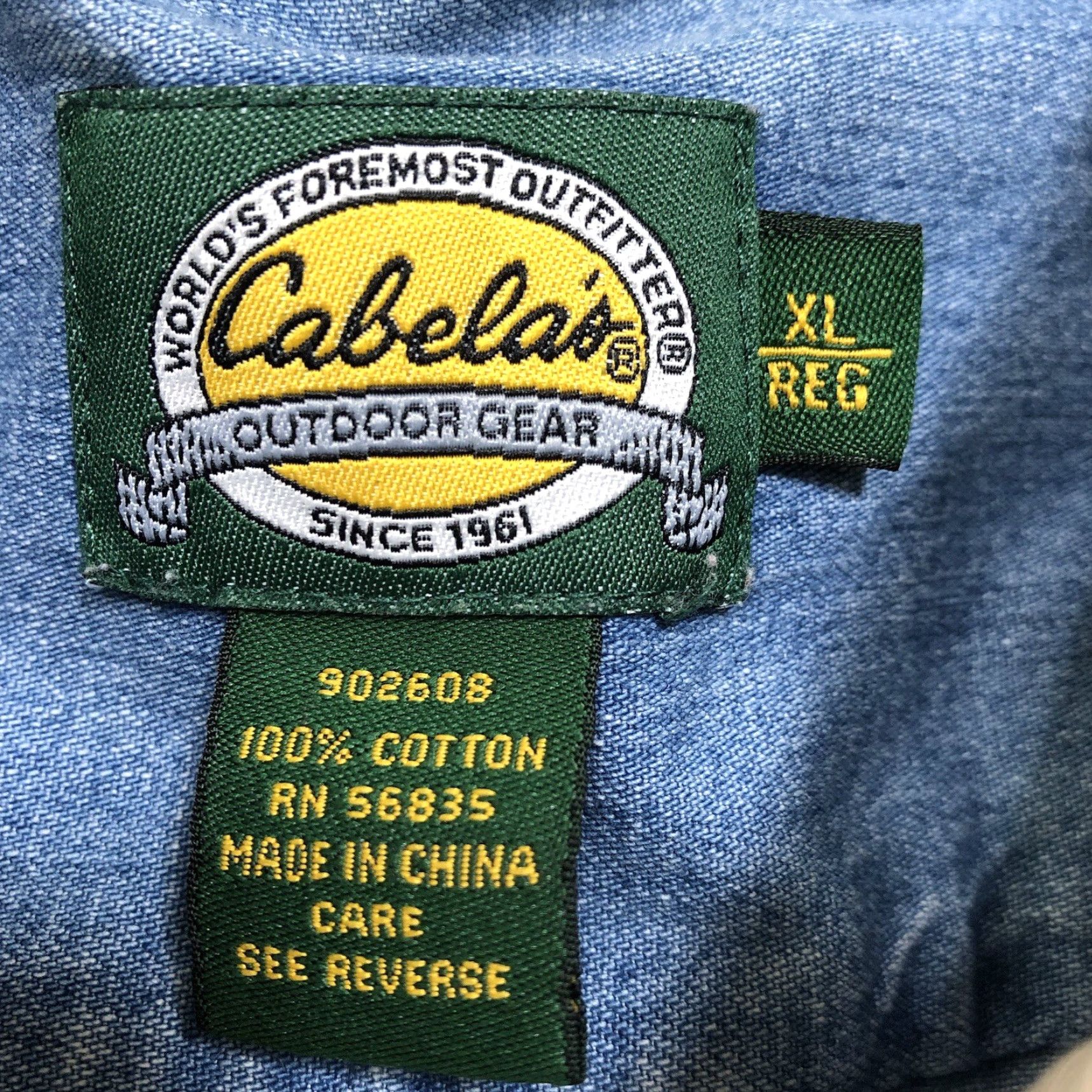 Vintage VINTAGE Cabela's Shirt Mens XL Blue Denim Chambray Pheasant Embroidery South Dakota Button-Down Collar-Style Button-Up Size US XL / EU 56 / 4 - 5 Thumbnail