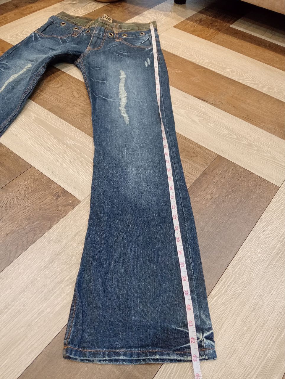 If Six Was Nine JAPANESE NYLAUS DOUBLE WAIST FLARED JEANS Size US 31 - 13 Thumbnail