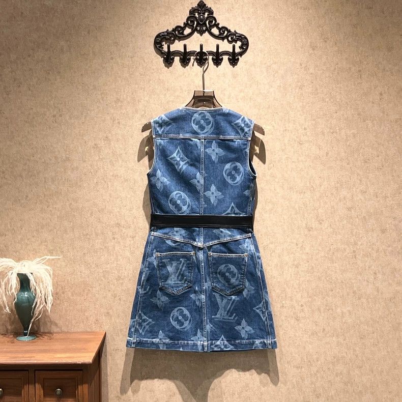 Louis Vuitton Louis Vuitton Blue presbyopic full-print denim dress Size XS / US 0-2 / IT 36-38 - 2 Thumbnail