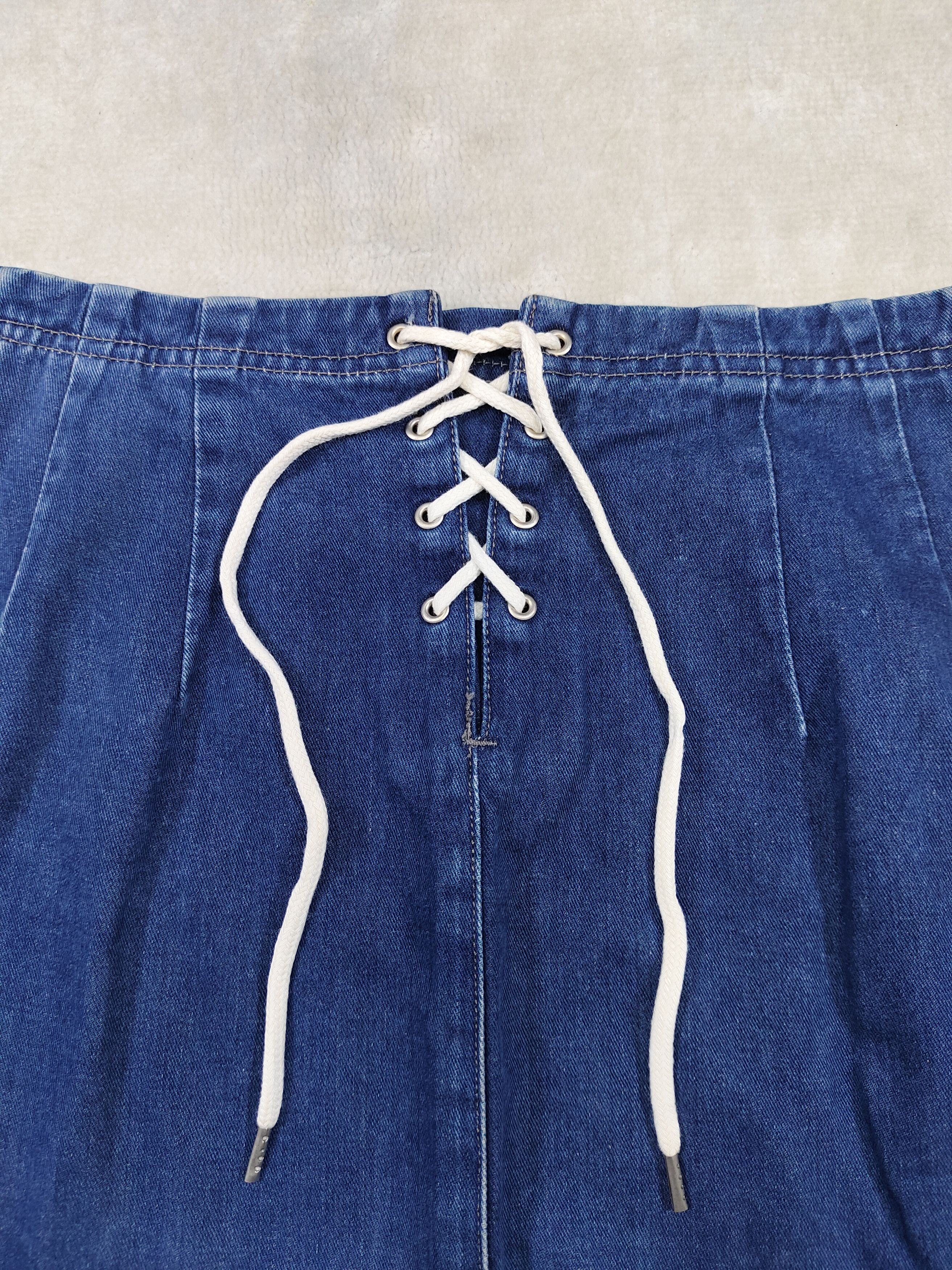 Issey Miyake 80s Issey Miyake🇯🇵 Y2K Lace Up Back Straight Denim Skirt Size 30" / US 8 / IT 44 - 3 Thumbnail