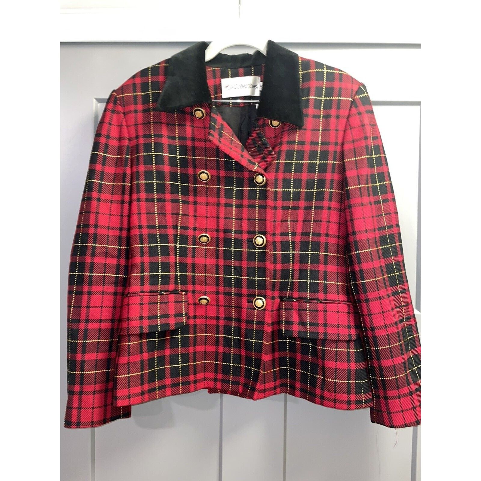 JH Collectibles VTG JH Collectibles Plaid Wool Blend Velvet Collar Button Size M / US 6-8 / IT 42-44 - 1 Thumbnail