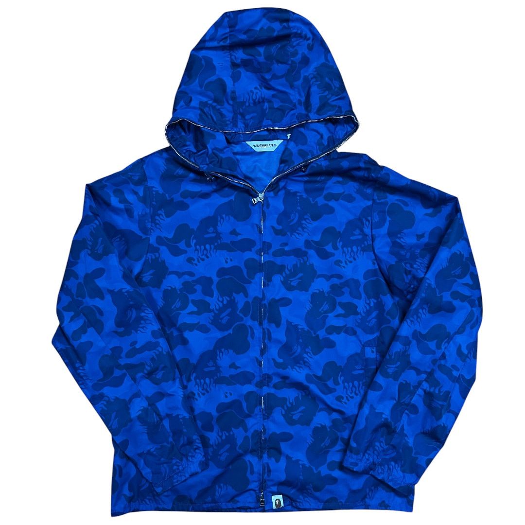 Bape L Bape Blue Flame Nylon Zip Up Jacket (2010) Size US L / EU 52-54 / 3 - 1 Thumbnail
