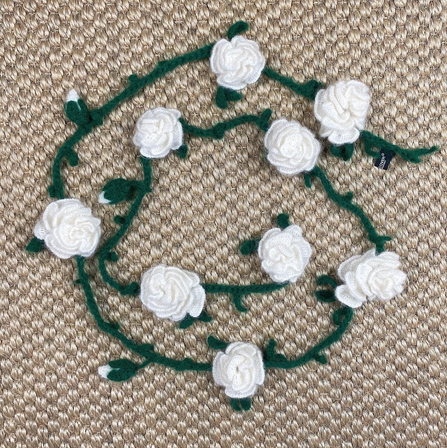 image of Undercover Ss22 Knit Rose Scarf in White, Men's