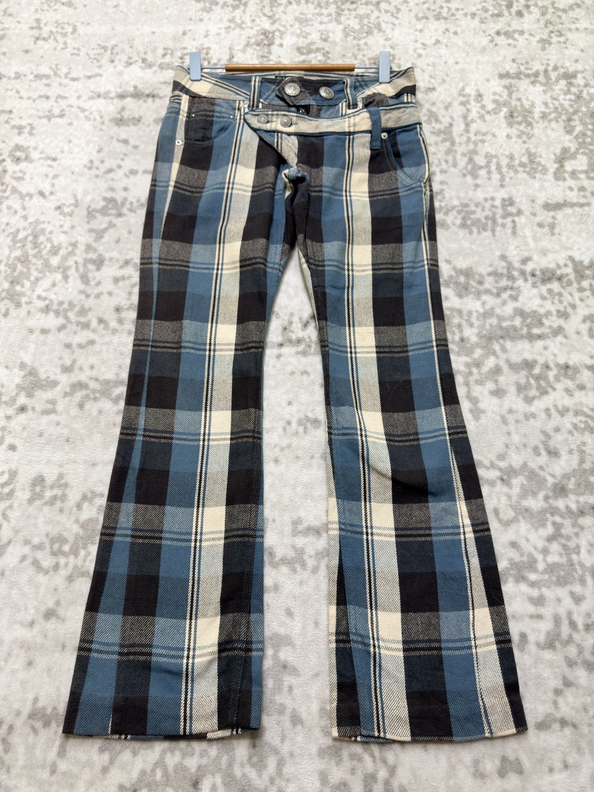Kapital Vintage Gilfy Plaid Flare Double Waist Low Rise Cropped Pant Size US 28 / EU 44 - 1 Thumbnail