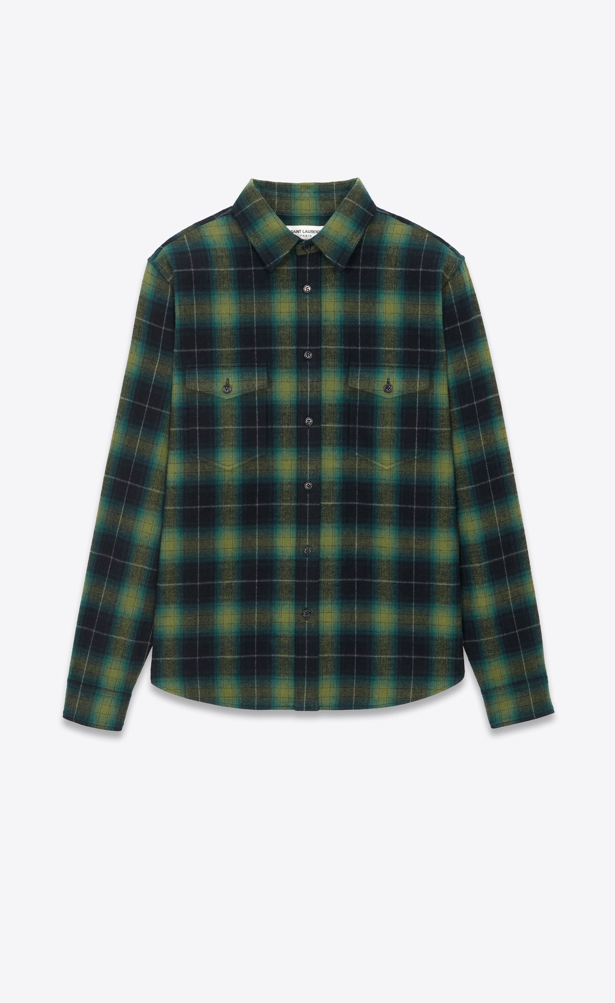 Saint Laurent Paris oversized shirt in checked cotton Size US M / EU 48-50 / 2 - 1 Thumbnail