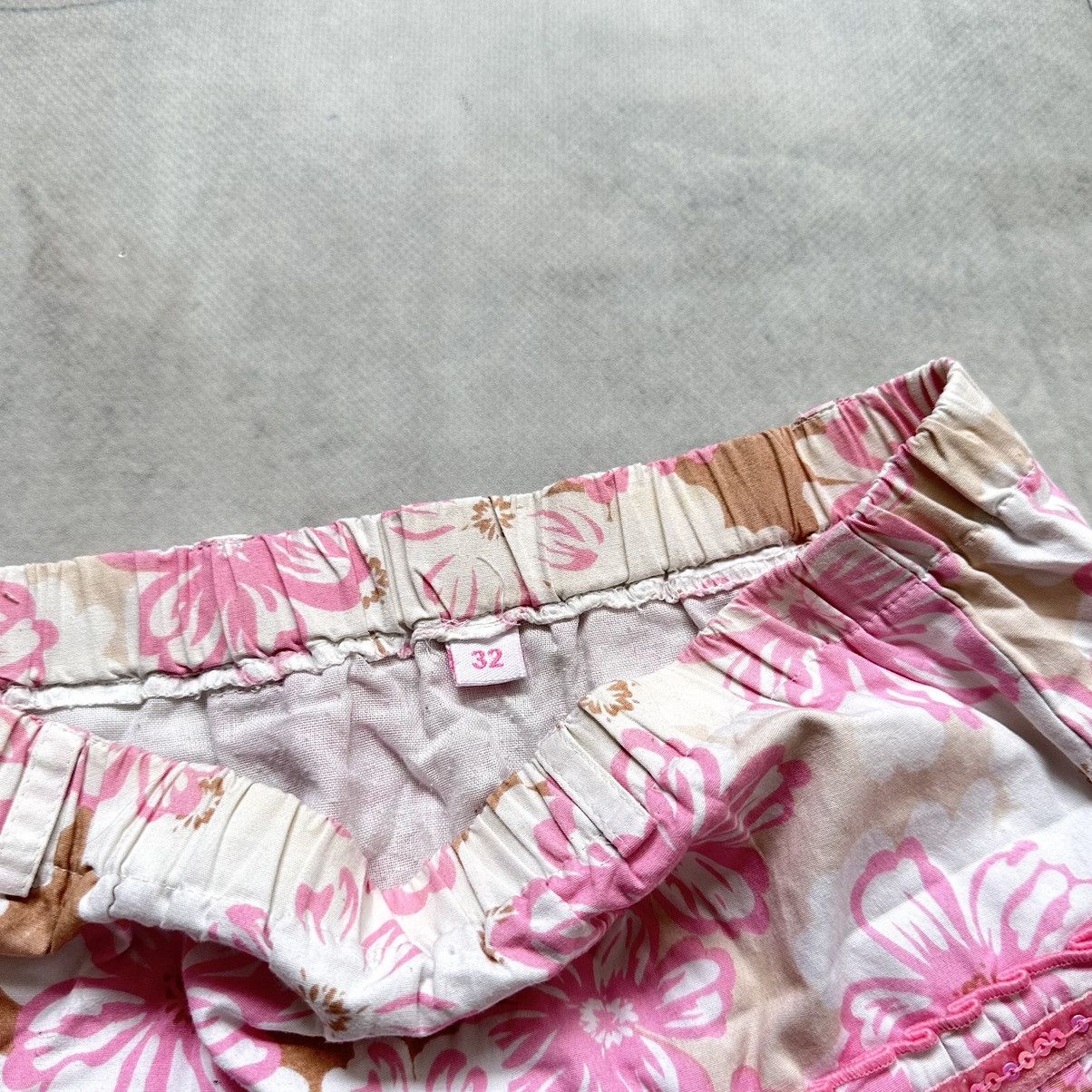 Cop Copine × Ed Hardy × Miss Sixty Sexy Floral Ruffle Skirt Y2K Vintage Cute Bow Lace Trim Size 24" / US 00 / IT 34 - 6 Thumbnail
