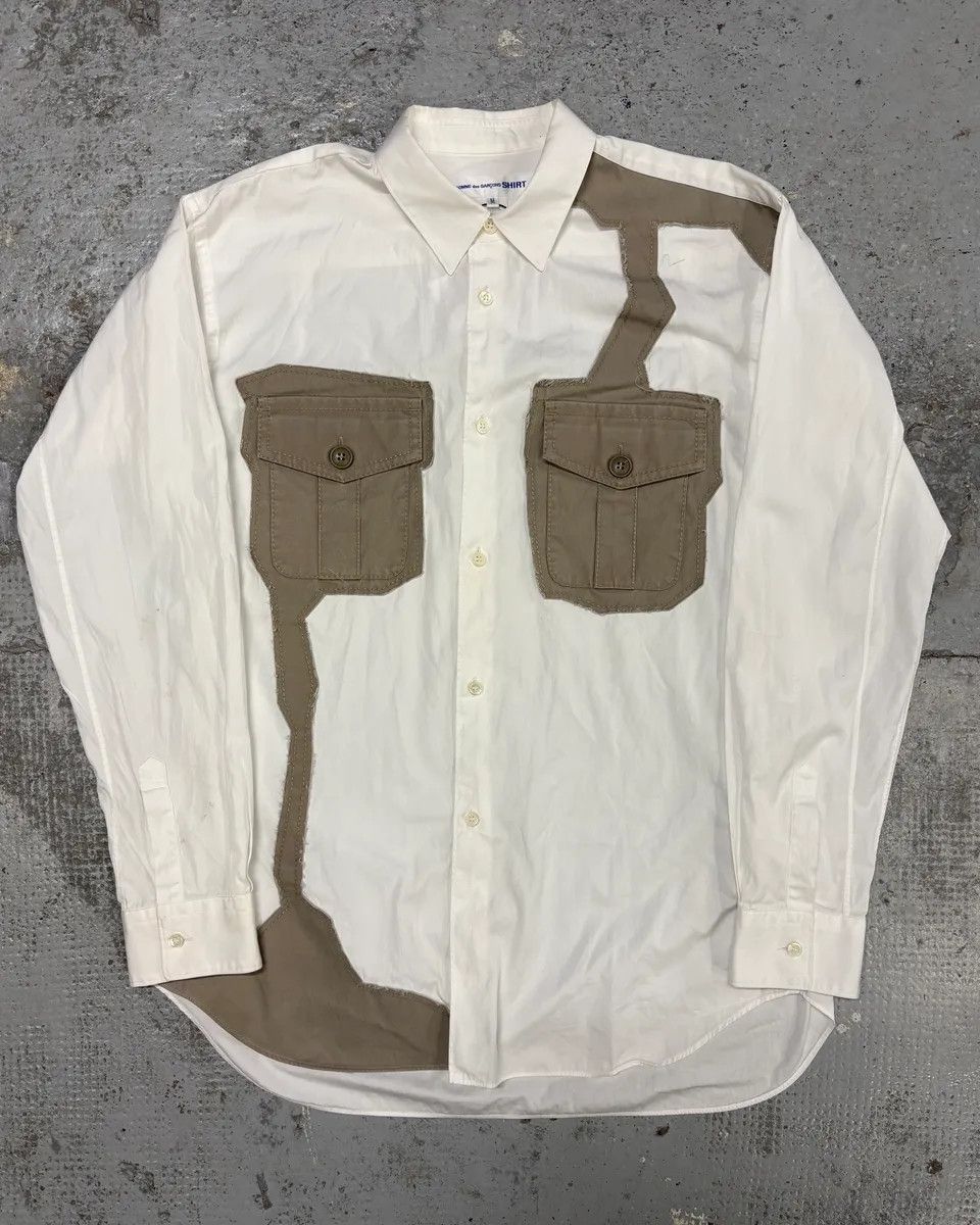 Comme des Garcons Comme des Garçons White Camo Cargo Irregular Shirt Size US M / EU 48-50 / 2 - 1 Thumbnail