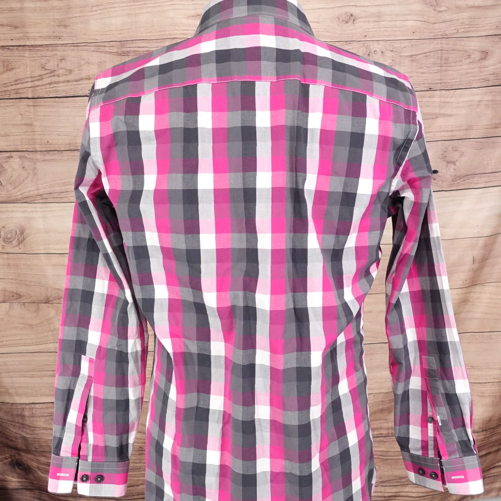 Apt. 9 Apt. 9 Stretch Slim Fit Pink Check Dress Shirt Men 15.5 Neck 32/33 Sleeve Size 40R - 4 Thumbnail