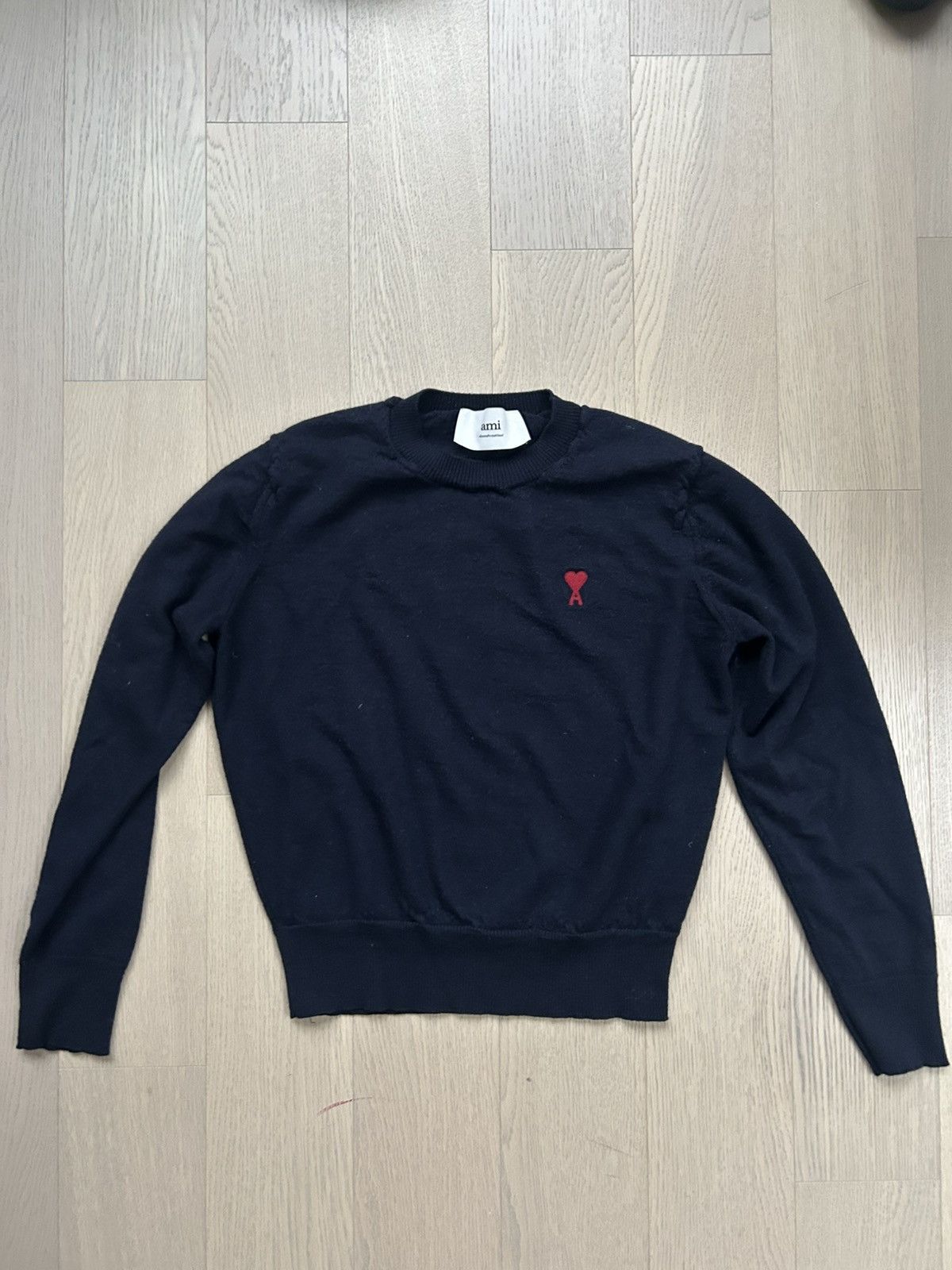AMI Navy Ami Paris Heart Logo Sweater Size US XS / EU 42 / 0 - 2 Thumbnail