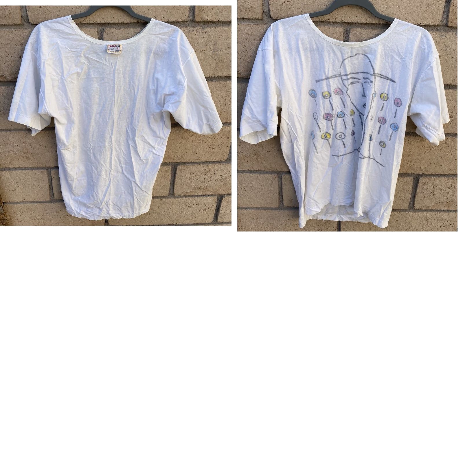Vintage VINTAGE KAN-DO T-Shirt Graphic Print Tee White 1980s 70s Abstract Art Short Sleeve L Mens Vintage Graphic Print Tee Size US L / EU 52-54 / 3 - 11 Thumbnail