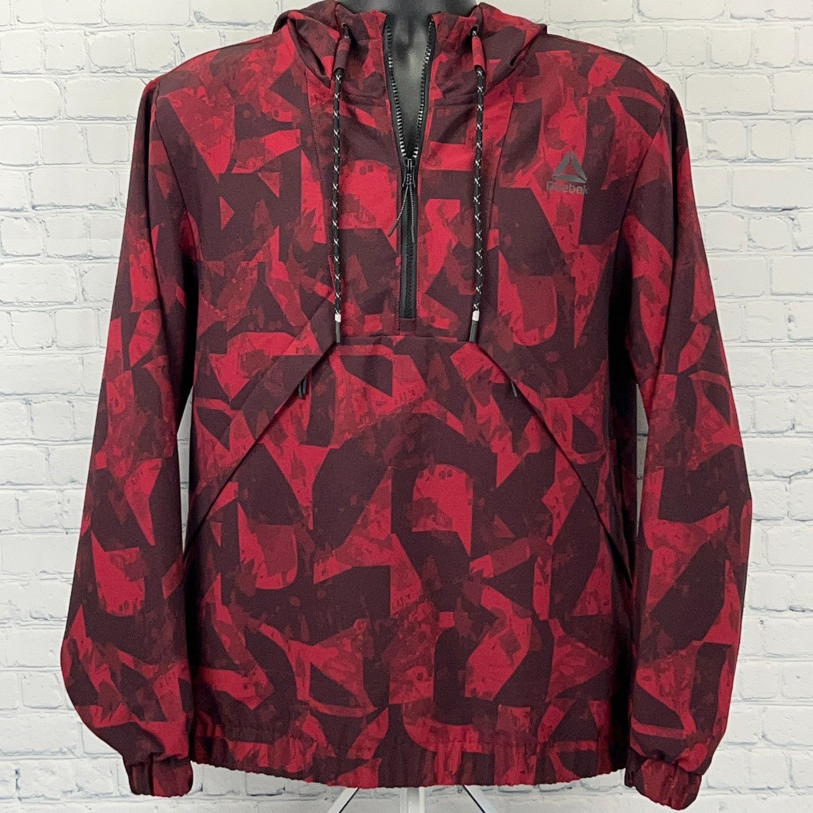 Reebok Reebok Half 1/2 Zip Anorak Hoodie Hooded Jacket Red M Size US M / EU 48-50 / 2 - 2 Thumbnail