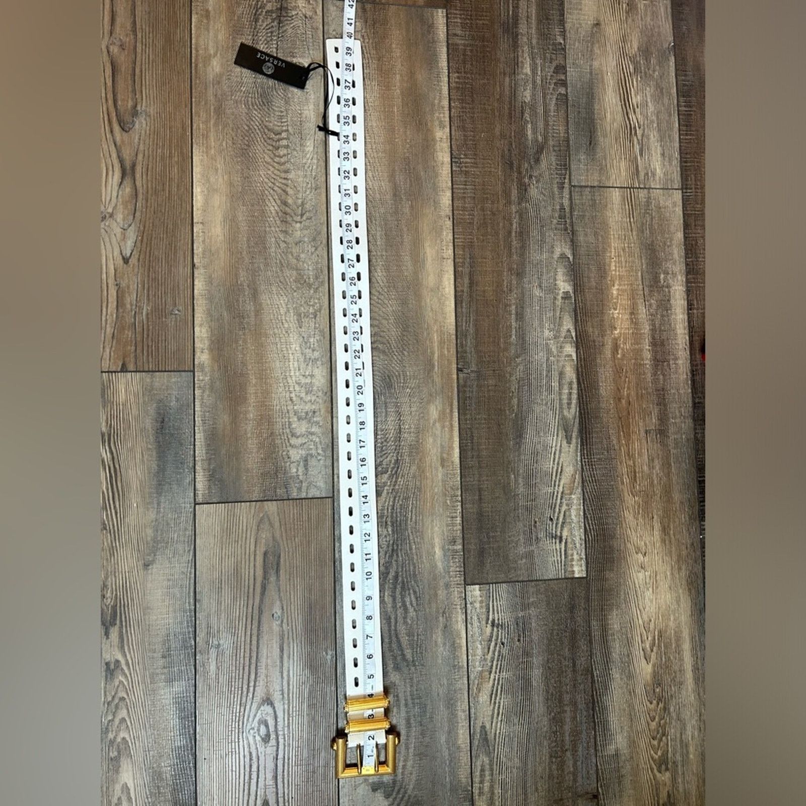 Versace VERSACE Square Buckle Leather Belt White Three Prong 85/34 Size ONE SIZE - 12 Thumbnail
