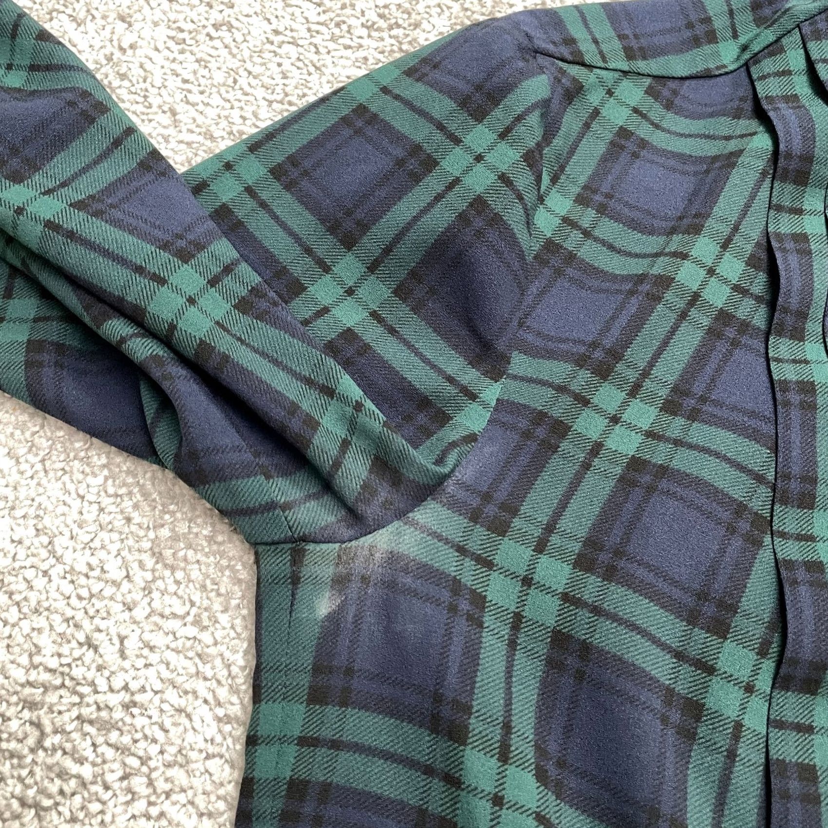 J.Crew J.CREW Shirt Womens 2XS Drapey Tuxedo Pleated Women XXS Blue Green Plaid Long Sleeve Cotton Size XXS / US 00 / IT 34 - 4 Thumbnail