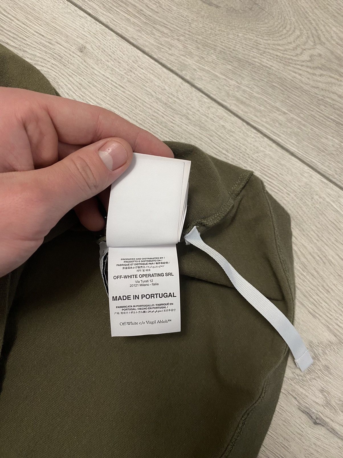 Off-White Negative rubber diagonal stripe Mark Khaki T Shirt
