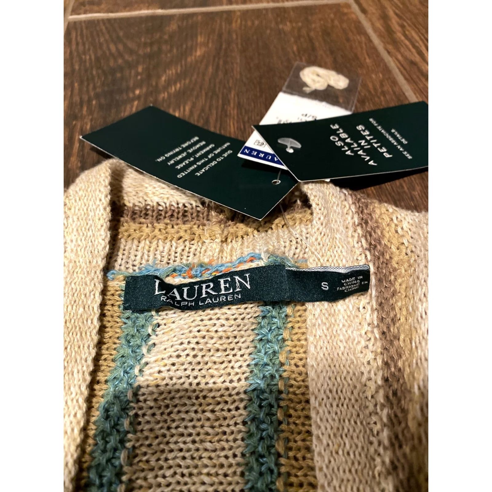 Ralph Lauren Lauren Ralph Cardigan Womens S NWT striped multi color cotton linen knit Size S / US 4 / IT 40 - 4 Thumbnail