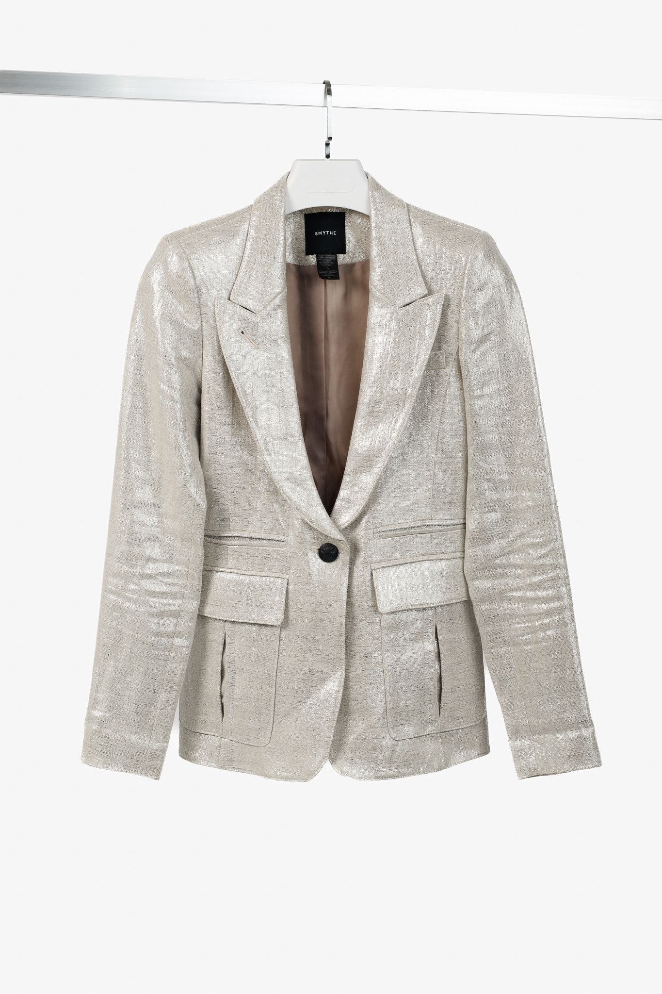 SMYTHE Smythe Spring 2020 Pewter Peaked Lapel Blazer Size S / US 4 / IT 40 - 1 Thumbnail