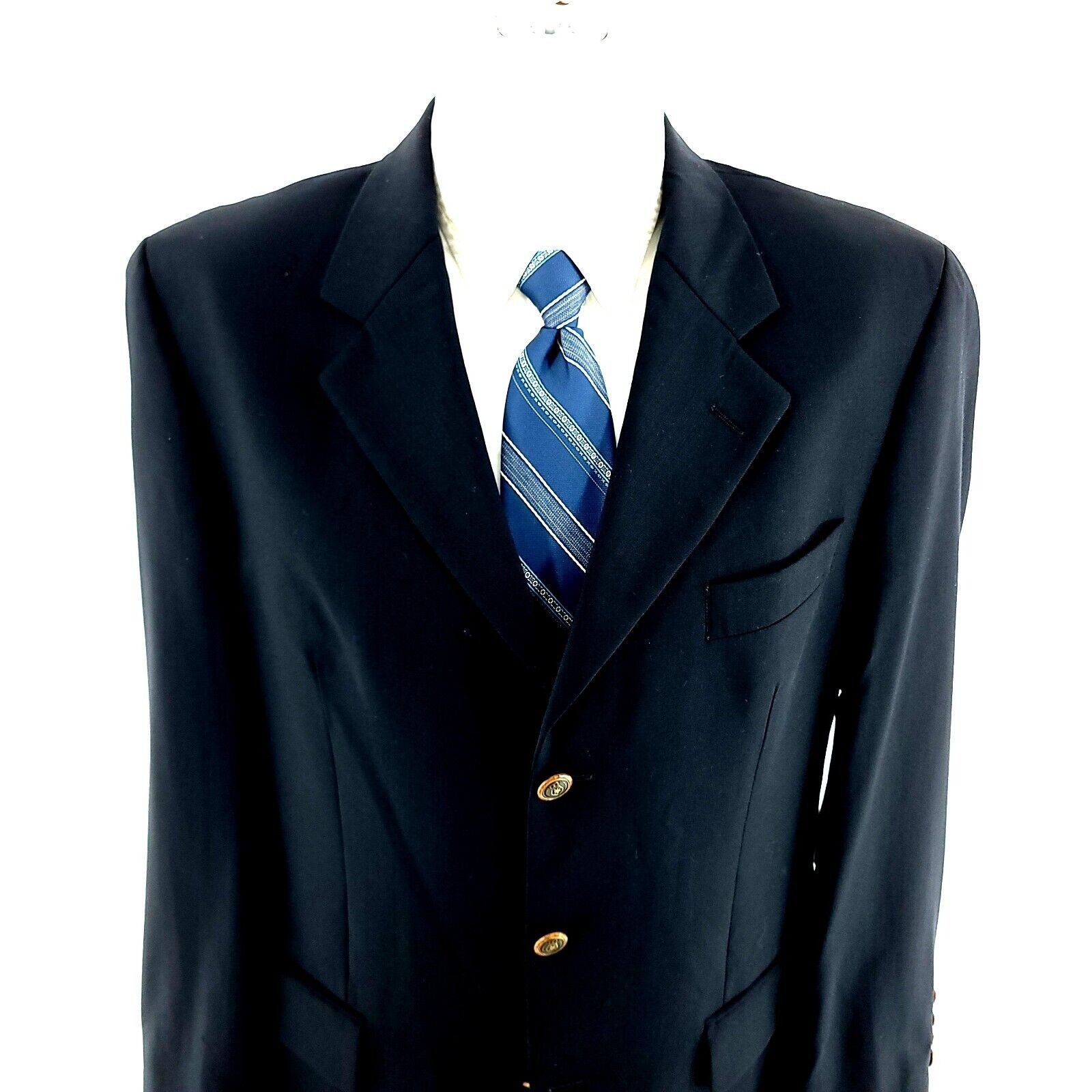 Designer DAMAGED S. Cohen Performance 3 Brown Button Blazer 42R Blue Size 42R - 1 Thumbnail