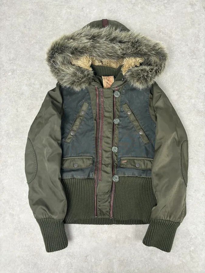Chevignon 1990s Chevignon Military Aviator Fur Bomber Jacket Size S / US 4 / IT 40 - 1 Thumbnail