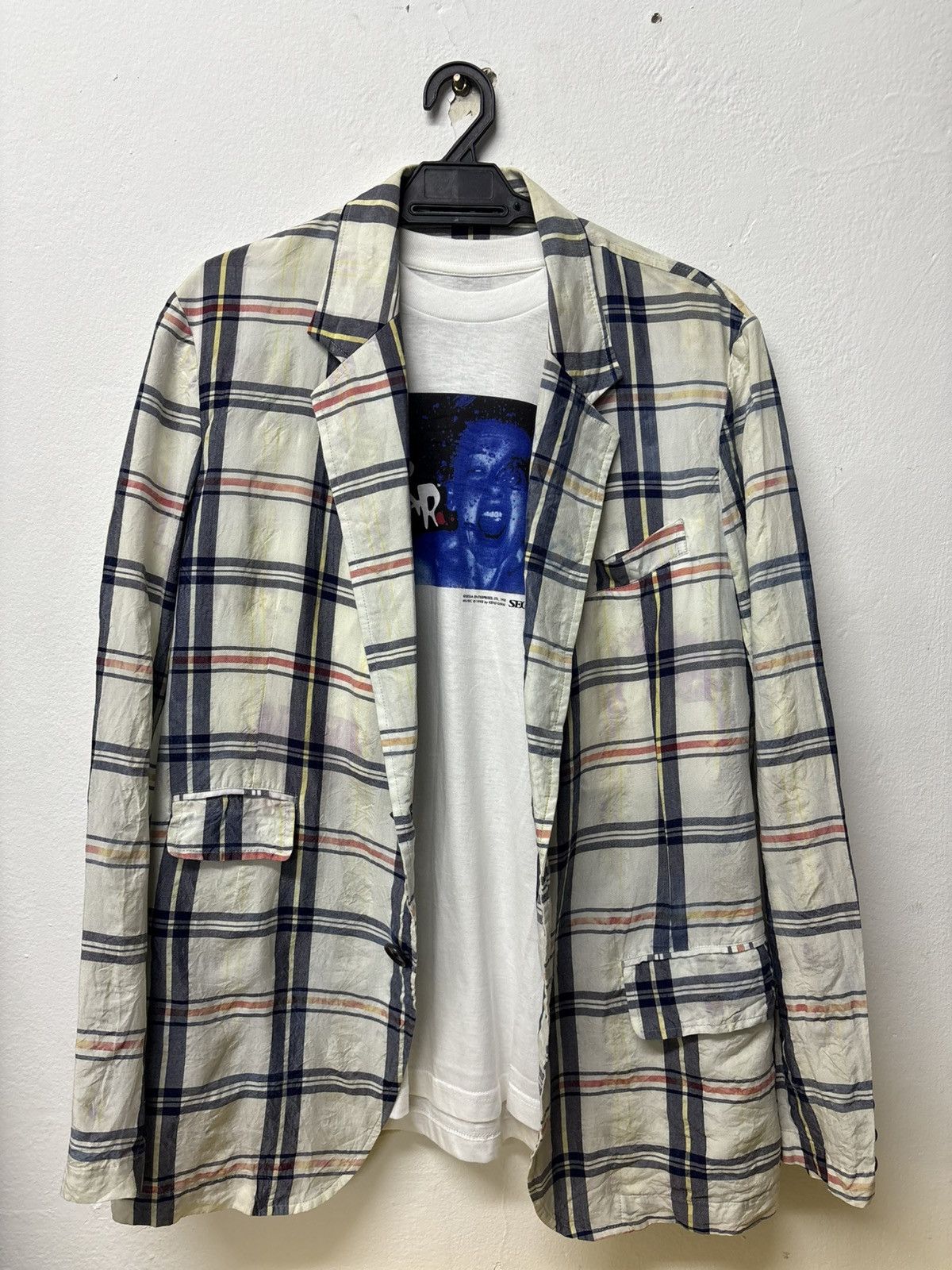 Yohji Yamamoto Vintage Rayon Yohji Yamamoto Ys Blazer Plaid Patchwork Size 50R - 19 Thumbnail