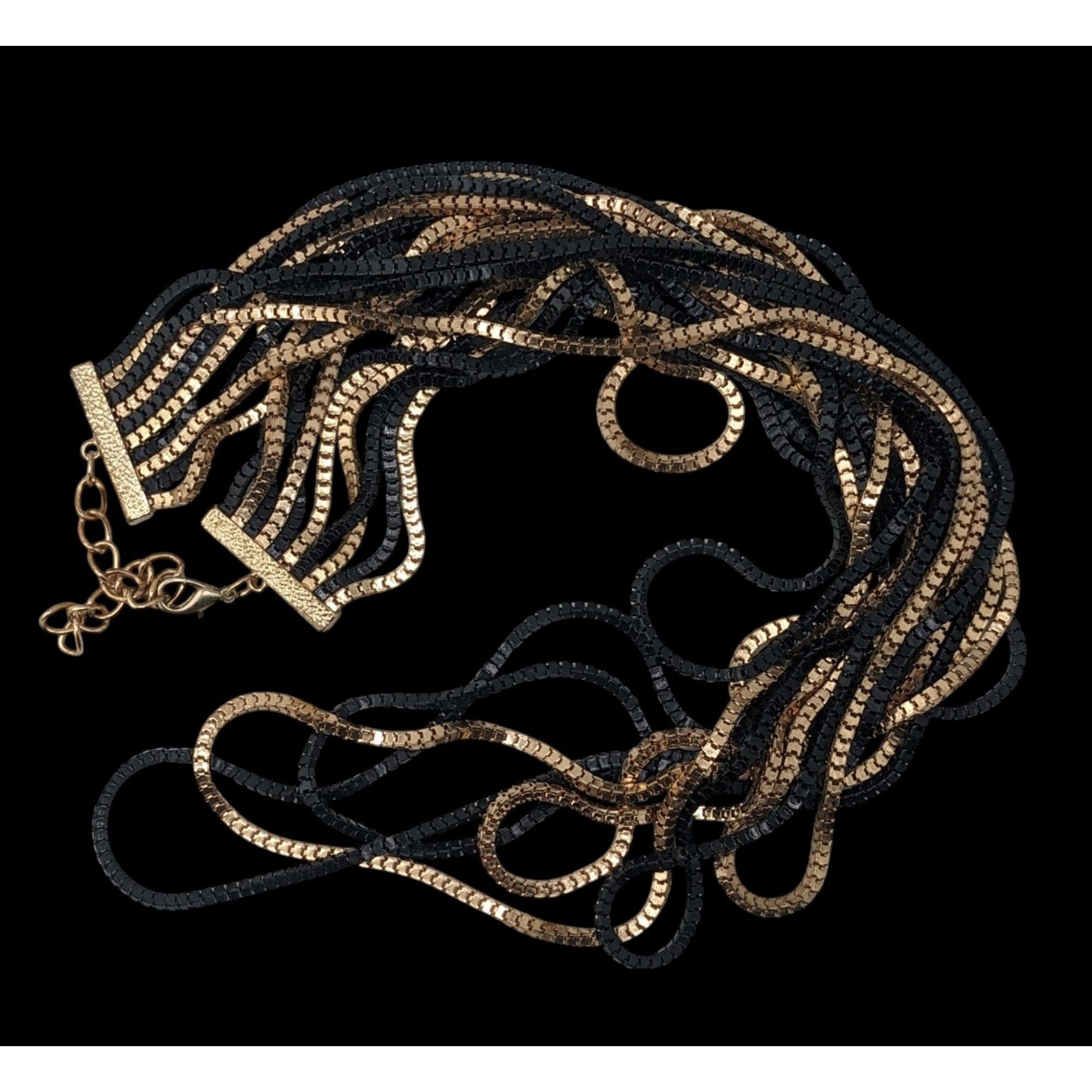 Other Elegant Glam Layered Black & Gold Multi-Strand Necklace With Size ONE SIZE - 3 Thumbnail