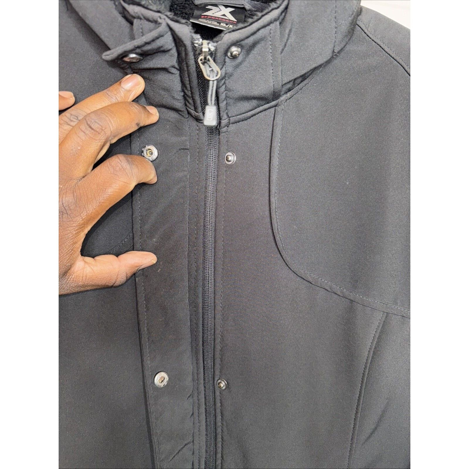 & Other Stories ZeroXposur Jacket Women’s XL Black Hooded Snap/Zip Fur Lined Size XL / US 12-14 / IT 48-50 - 4 Thumbnail