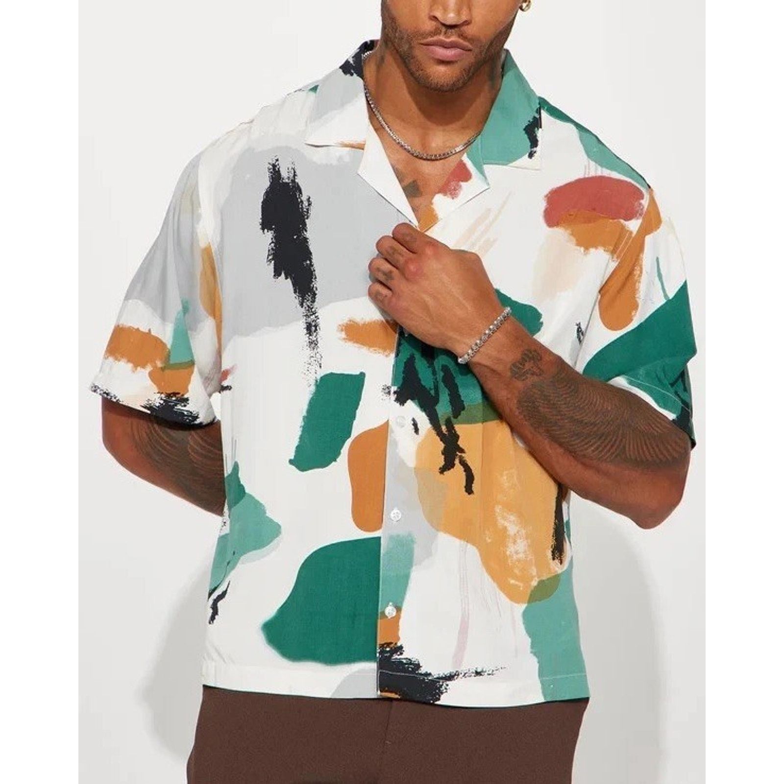 Zara Zara Men's Multicolor Art Y2K Abstract Shirt Medium A003330 Size US M / EU 48-50 / 2 - 1 Thumbnail