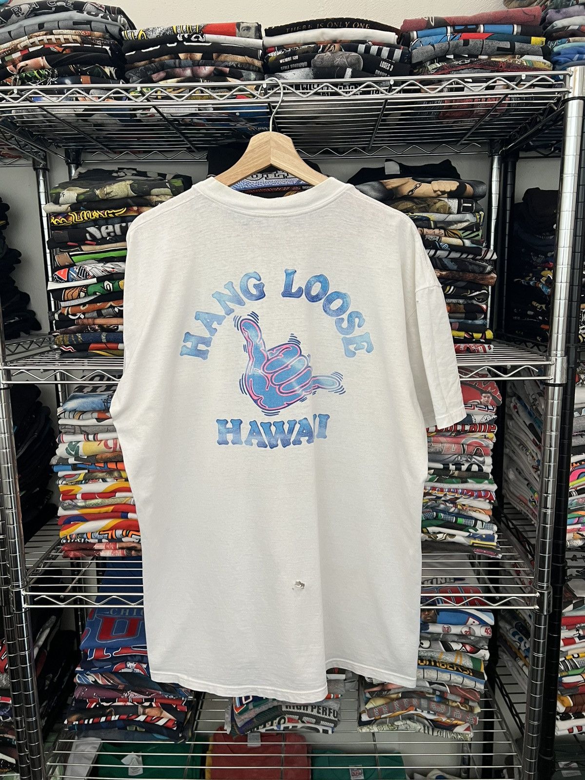 Vintage 90s Hawaii Hang Loose Single Stitch Tee Size US XL / EU 56 / 4 - 1 Thumbnail