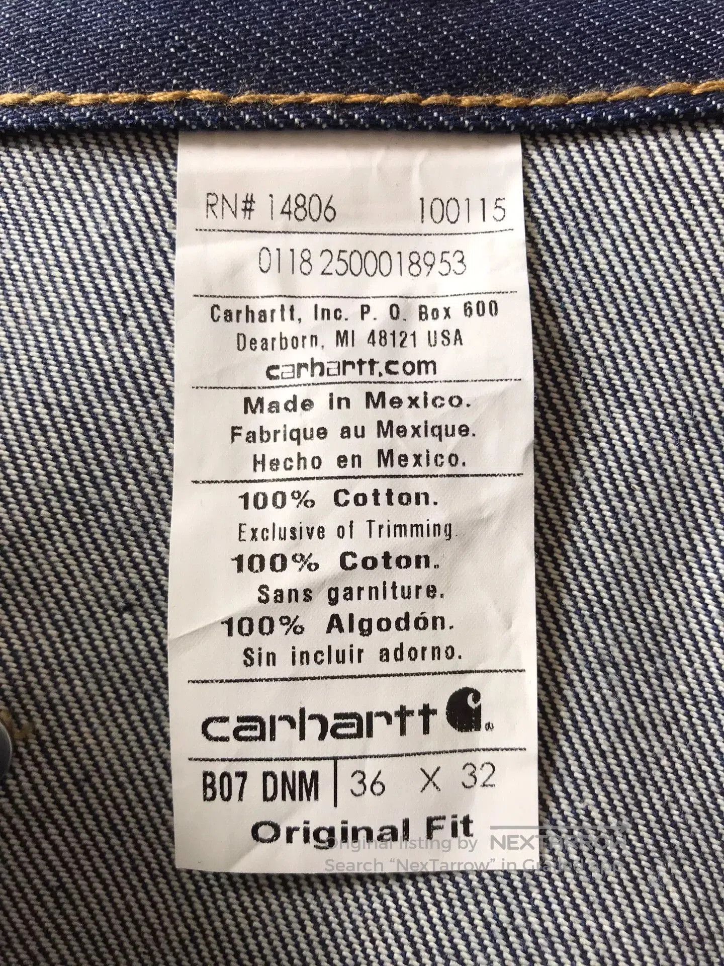 Carhartt Carhartt B07 Raw Denim Jeans W36L32. Size US 36 / EU 52 - 9 Thumbnail