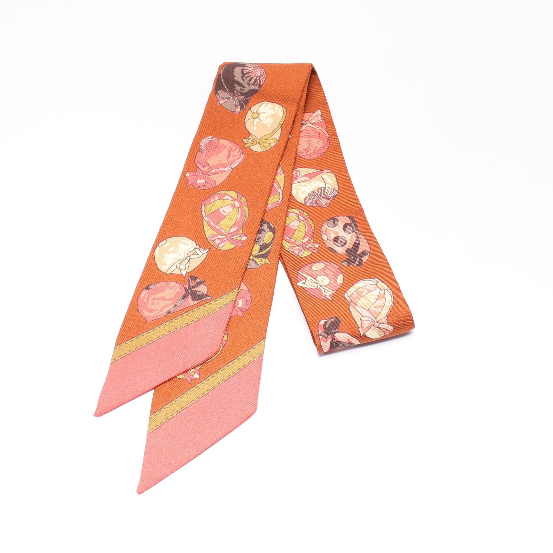Hermes Hermes Twilly Jockey Scarf Silk Brown Multicolor Size ONE SIZE - 1 Thumbnail