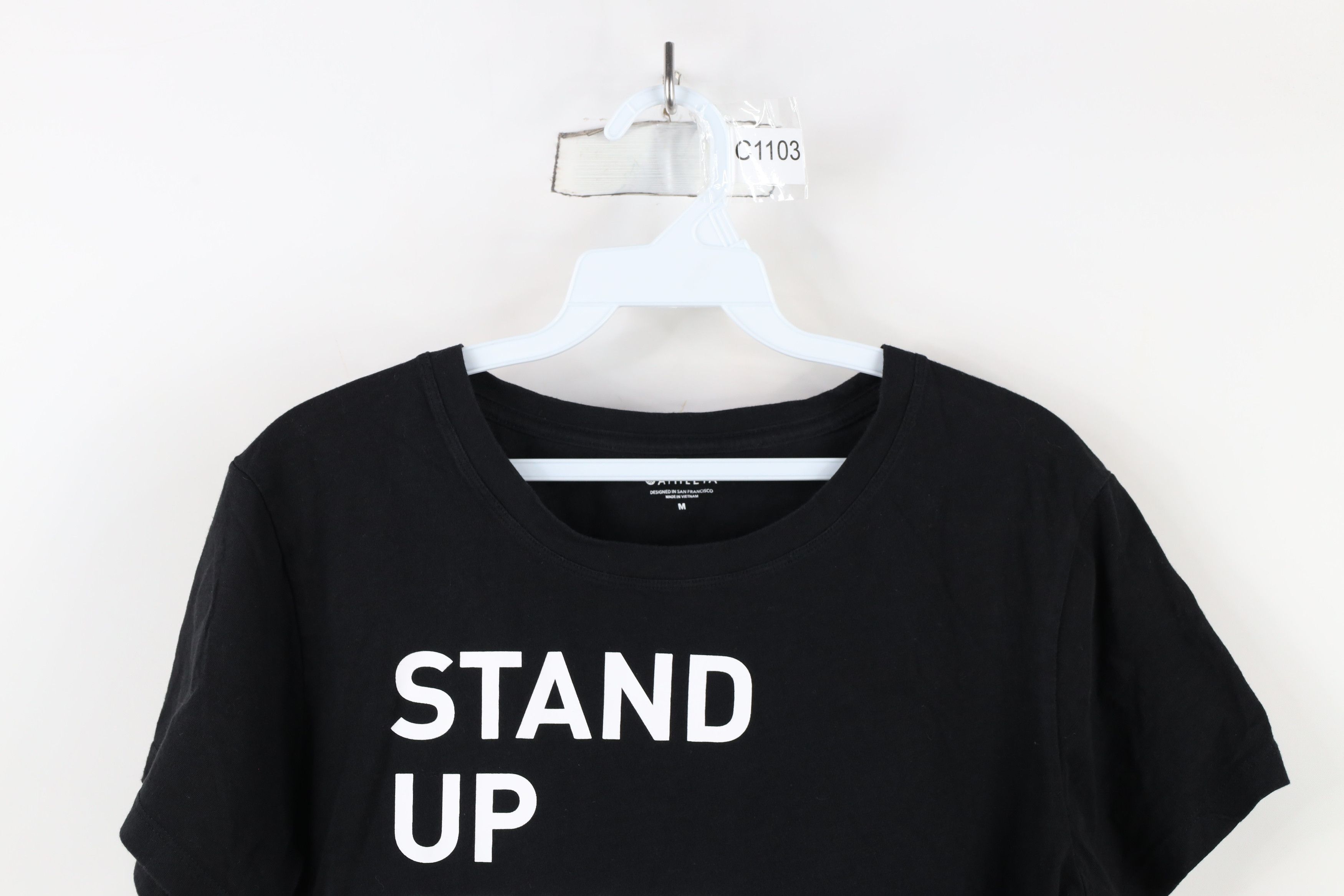 Athleta × Vintage Athleta Stand Up Stand Together Cropped T-Shirt Black Size M / US 6-8 / IT 42-44 - 2 Thumbnail