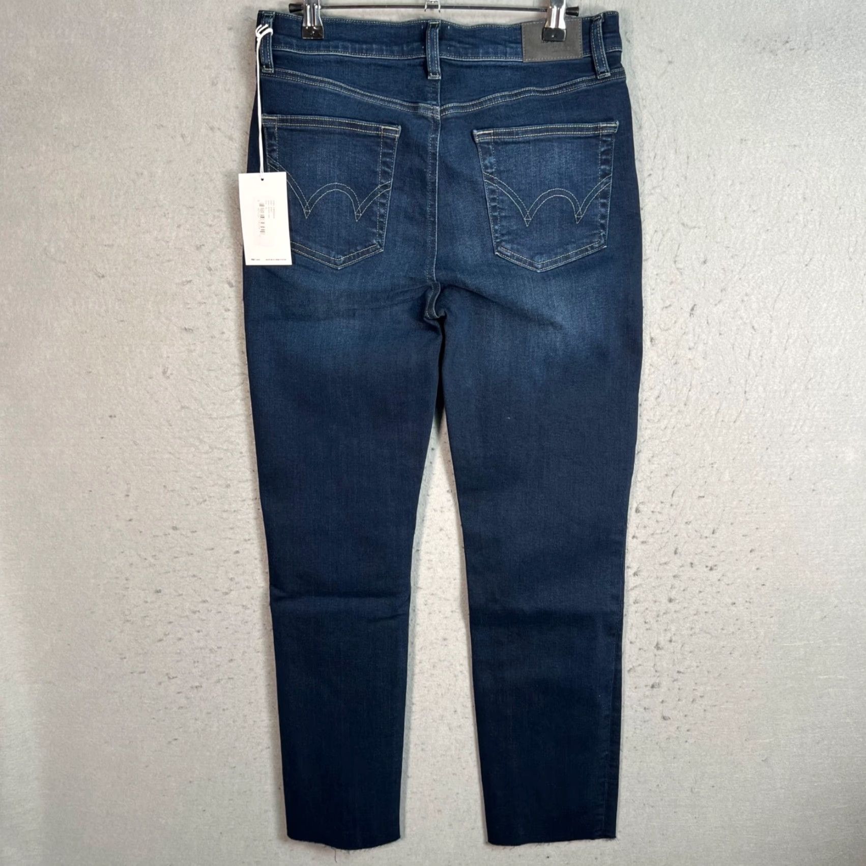 Edwin Edwin Womens 28 Dark Wash Tapered Leg Jeans Cotton Blend Denim Raw Hem Jeans Size 28" / US 6 / IT 42 - 2 Thumbnail