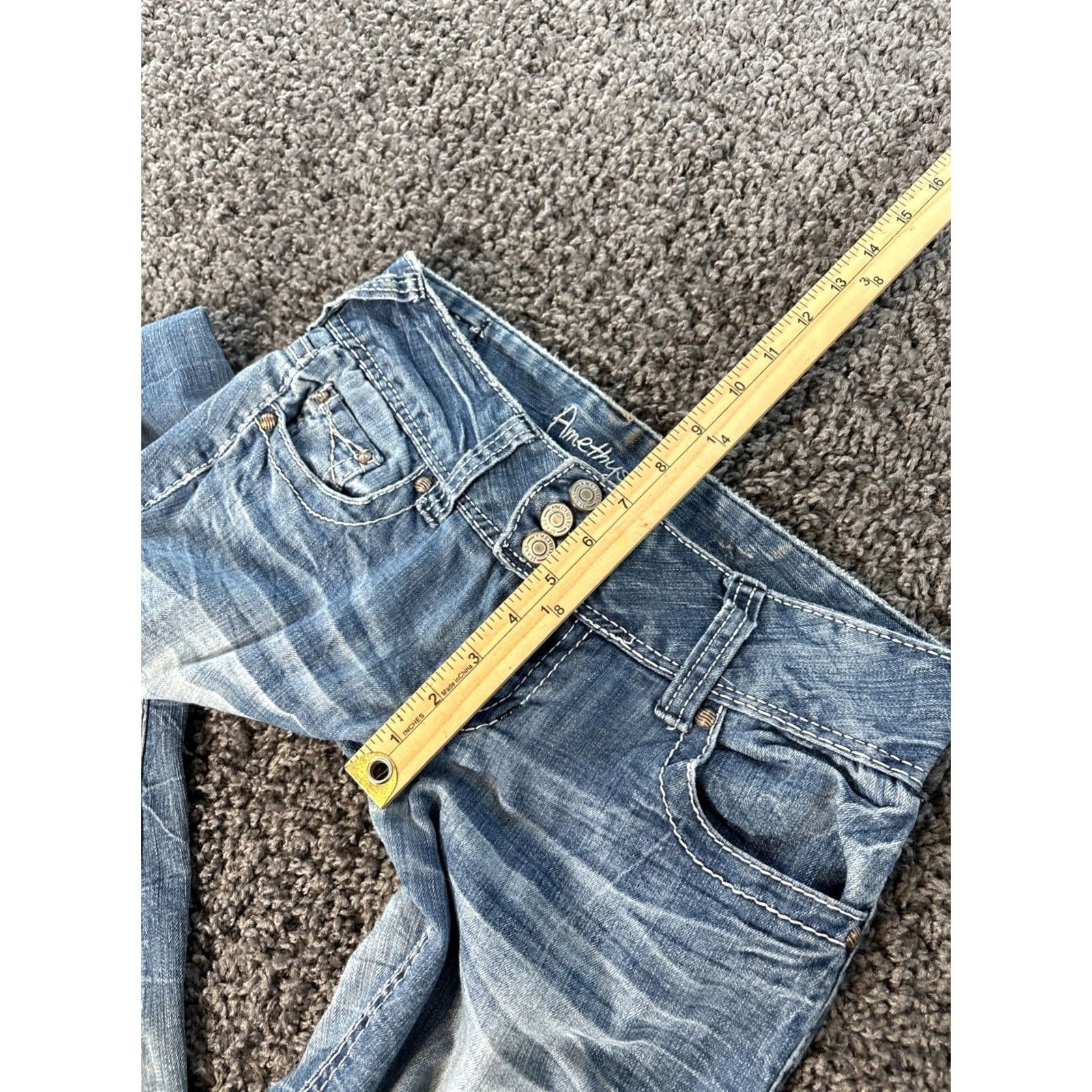 Vintage VINTAGE Amethyst Jeans Boot Cut Womens 30x31 Light Wash Low Rise Stitched Y2K Bohemian Pockets Womens Jeans Boys? Size 30" / US 8 / IT 44 - 5 Thumbnail