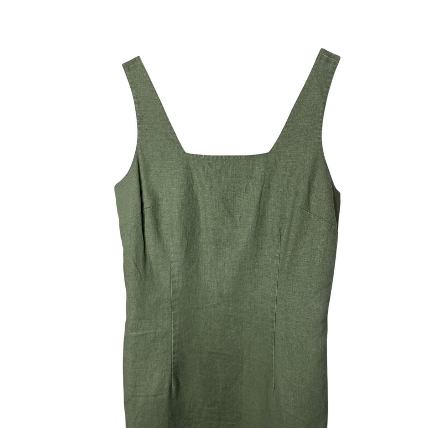 Other LA Redoute Y2K Green 100% Linen Dress Size 12 Size XL / US 12-14 / IT 48-50 - 2 Thumbnail