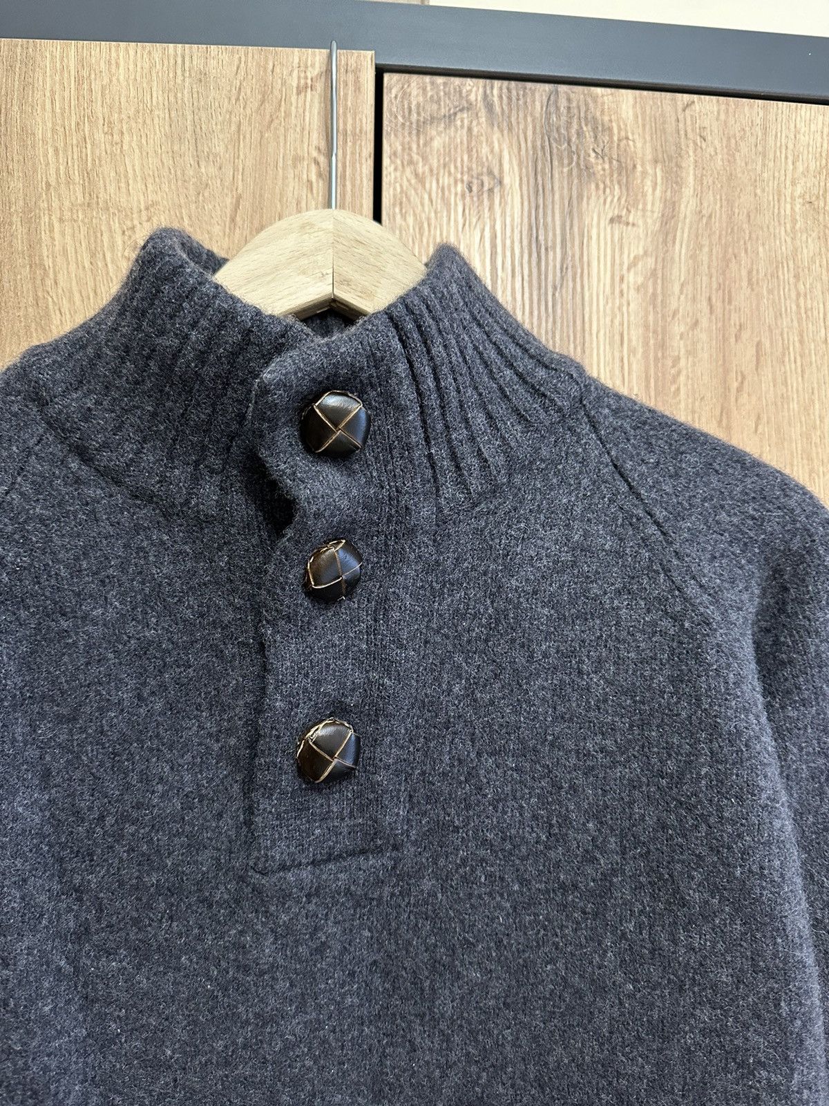 Barbour Essential Chunky Half Button Grey Sweater Wool