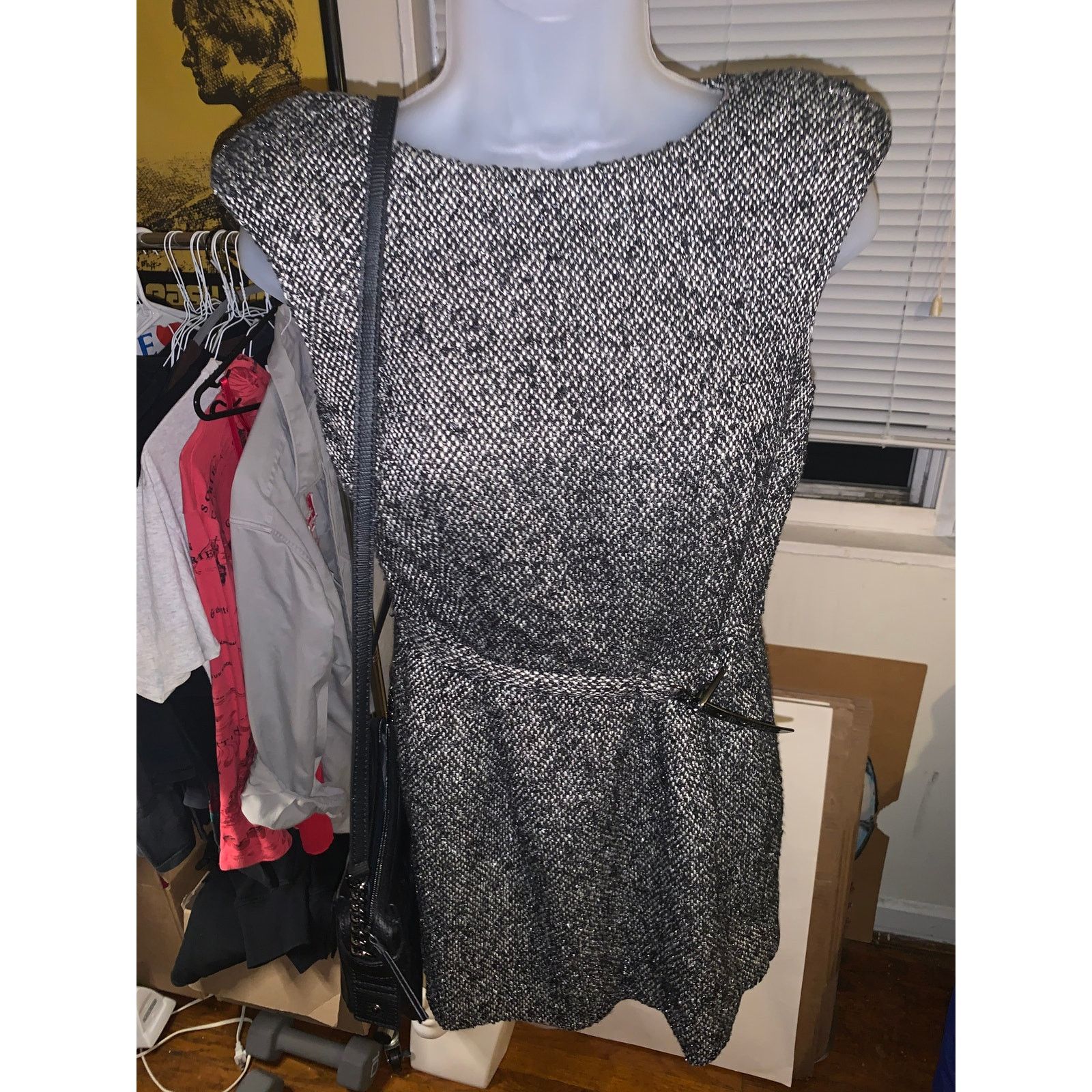Jennifer Lopez JLO Jennifer Lopez Strapless Tweed Mini Dress 4 Black White Size S / US 4 / IT 40 - 2 Thumbnail
