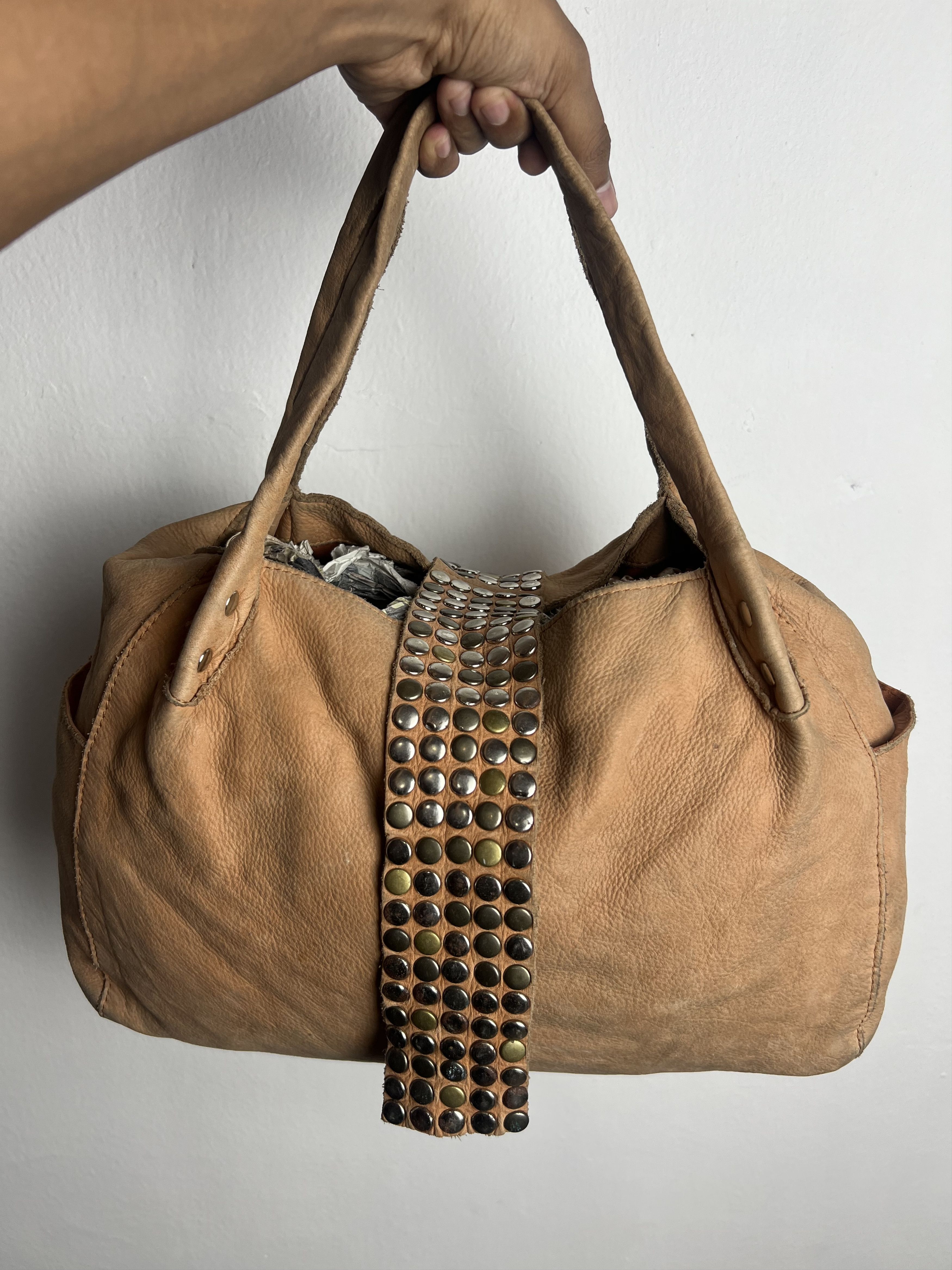 Genuine Leather Tres Kmrii Style Studded Leather Suede Hobo Bag Size ONE SIZE - 2 Thumbnail
